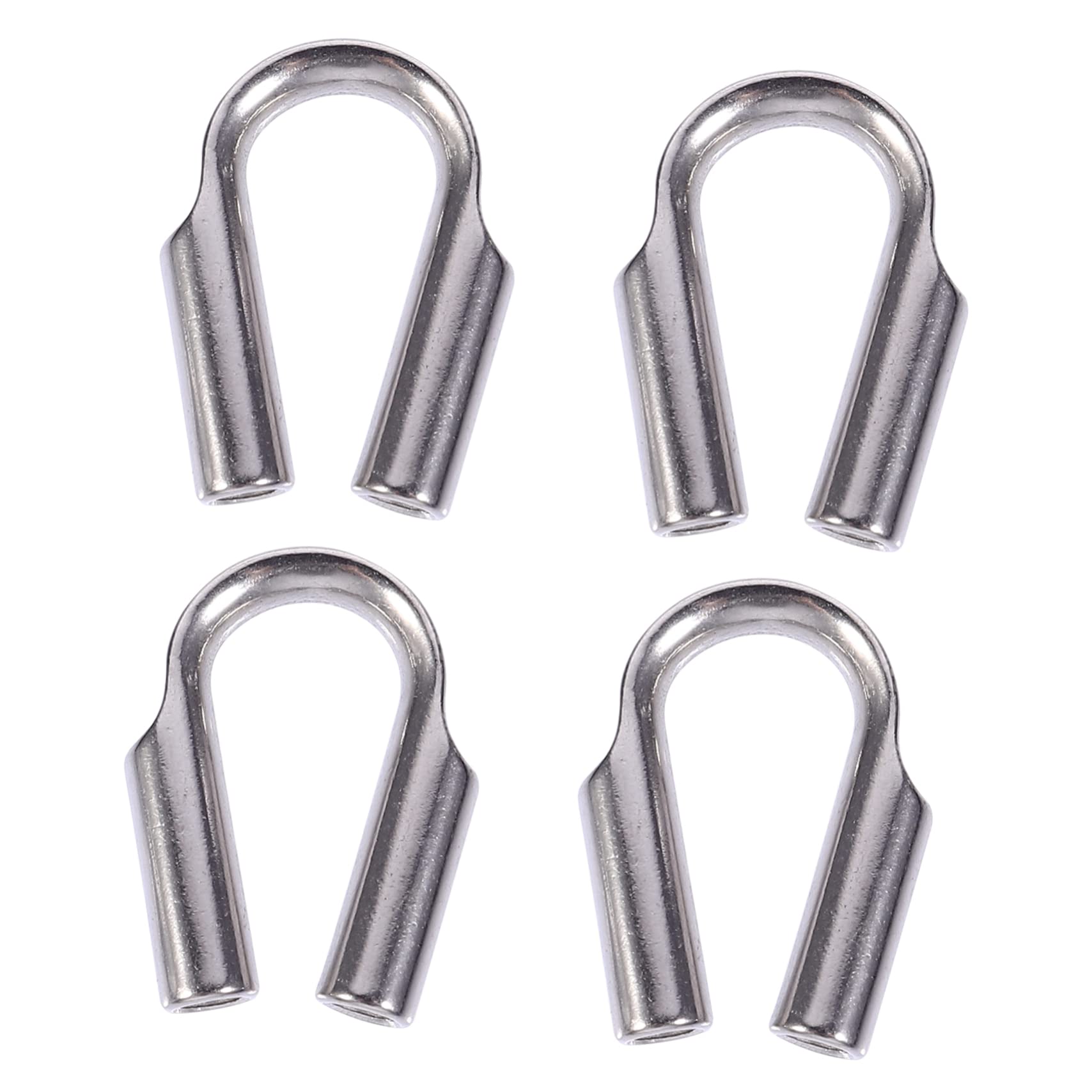 FUNOMOCYA 4pcs Wire Rope Sleeves Wire Cable Clamps Rack Cable Thimble Steel Wire Rope Cable Rope Clamps Cable Rope Steel Cable Clamp Chain Galvanized Garden Wire Rope Stainless Steel Silver