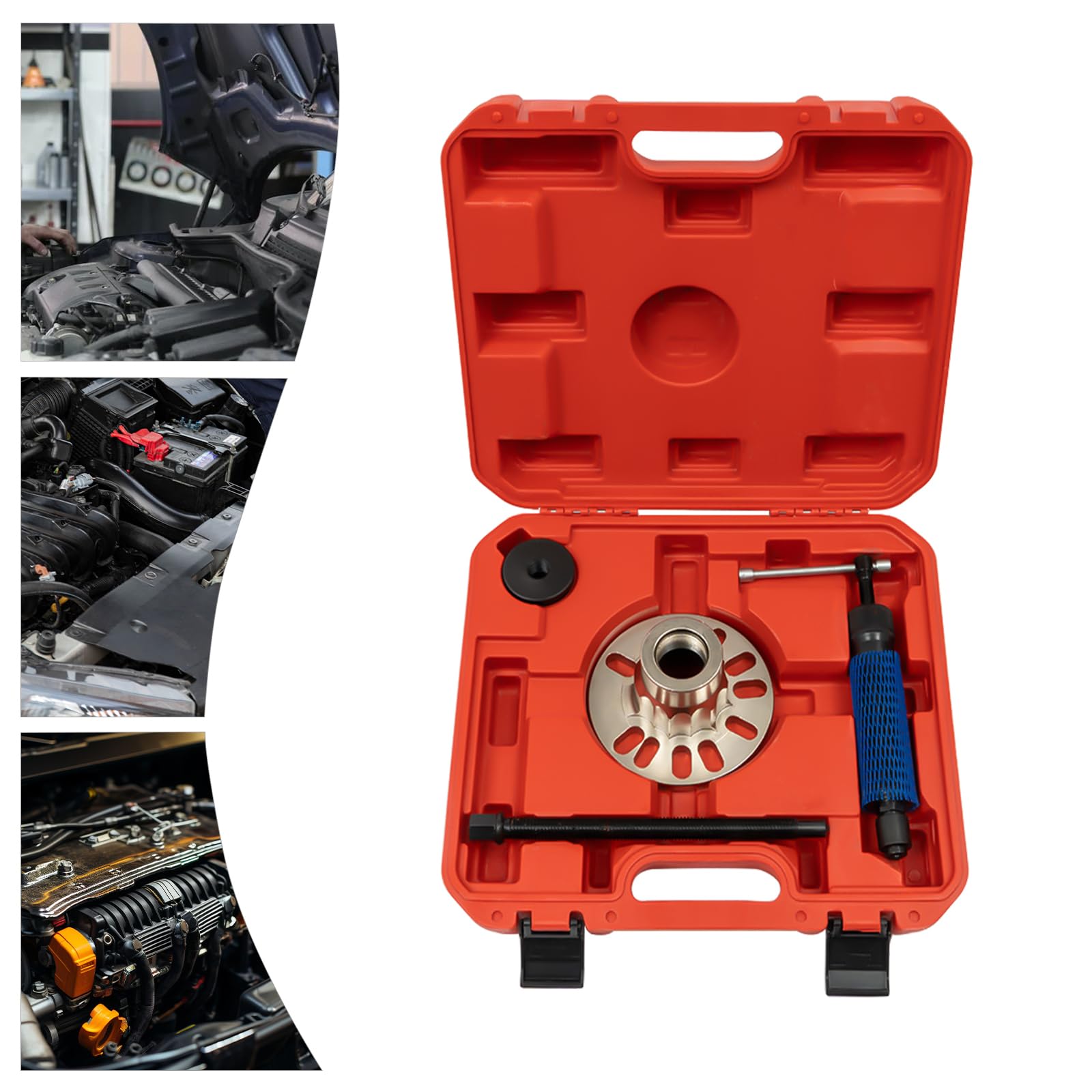 Prensa Hidráulica 10T para Cubos de Rueda Acero Carbono 45# Tratado Térmico Compatible 4-5 Pernos (96-125mm) Maletín Portátil para Taller/Carretera (Certificado CE)