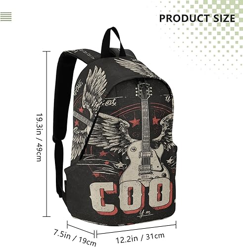 Miniatura 3 de Retro Cool Guitar Travel Backpack For Men Sleek Travel Backpack Carry On Flight Approved 15 Inch Laptop Bag for Travel Business Casual or College