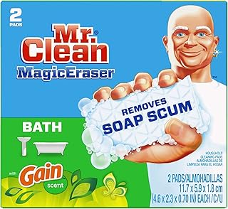 Mr. Clean Magic Eraser Bath with Gain Original Scent, Cleaning Pads with Durafoam, 2 Count (Pack of 5)
