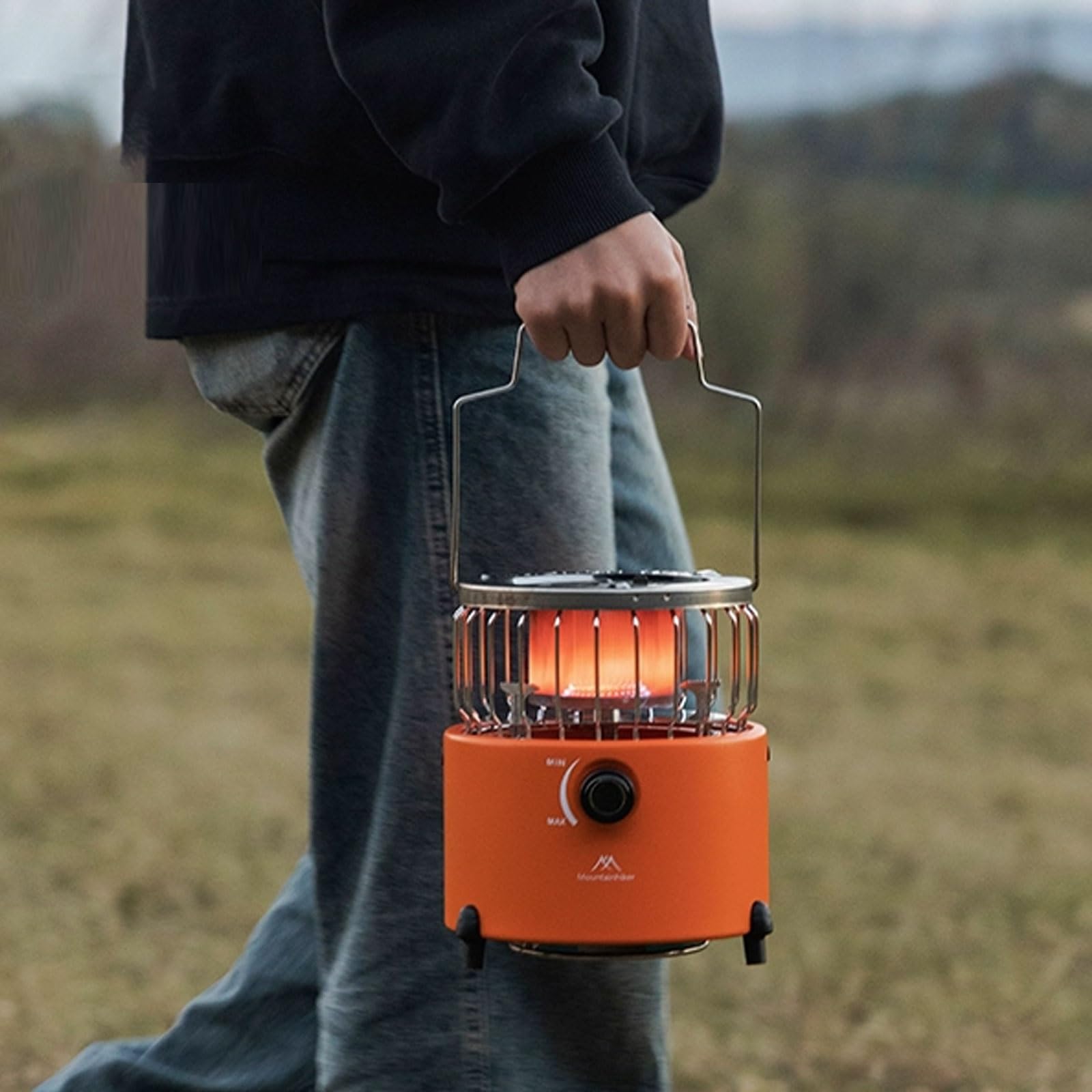 Stufa a gas butano portatile per riscaldamento e cottura, stufa autoportante da terrazza con copertura e maniglia, per interni ed esterni, in acciaio inox