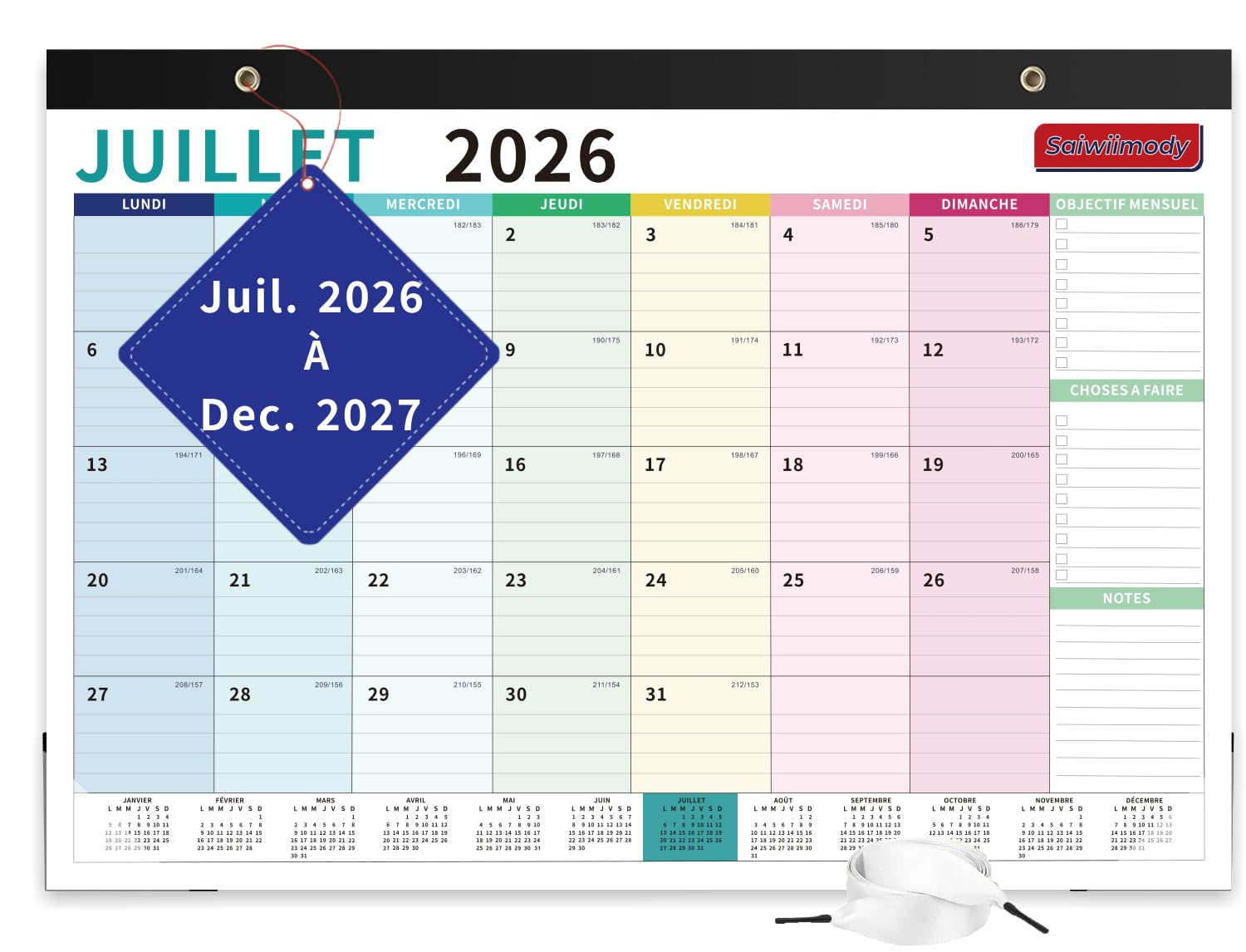 calendrier mural 2026-2027 grand