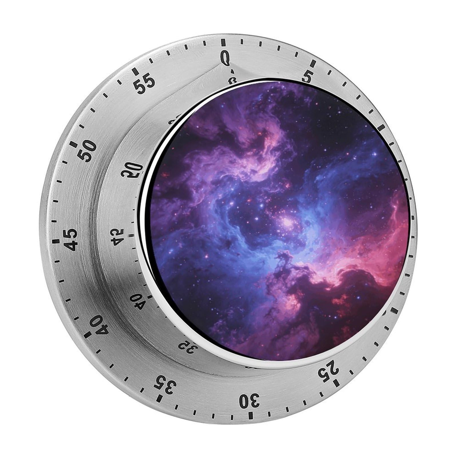 Cosmic Nebula Timer Exquisite Stainless Steel Body Desk Visual Timer with Loud Alarm 60-Minute Mechanical Countdown Timers Magnetic Backing Cooking Kitchen Timers for Work