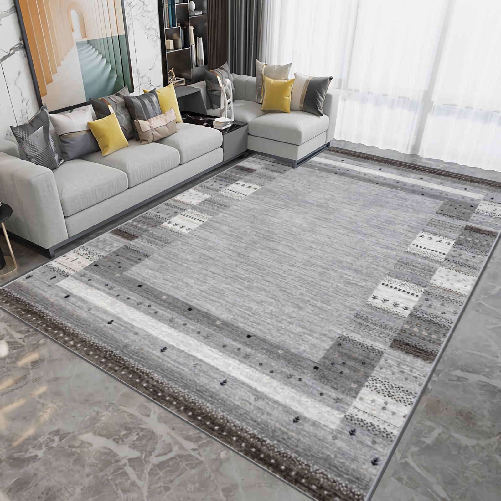 Tapis de cuisine antidérapant gris pour éviter les glissades, tapis lavable 200x300 cm