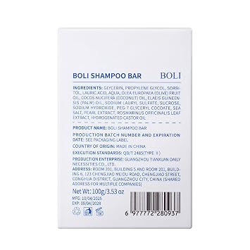 BOLI Castor Oil Hydrating & Moisturizing Shampoo Bar, Blue