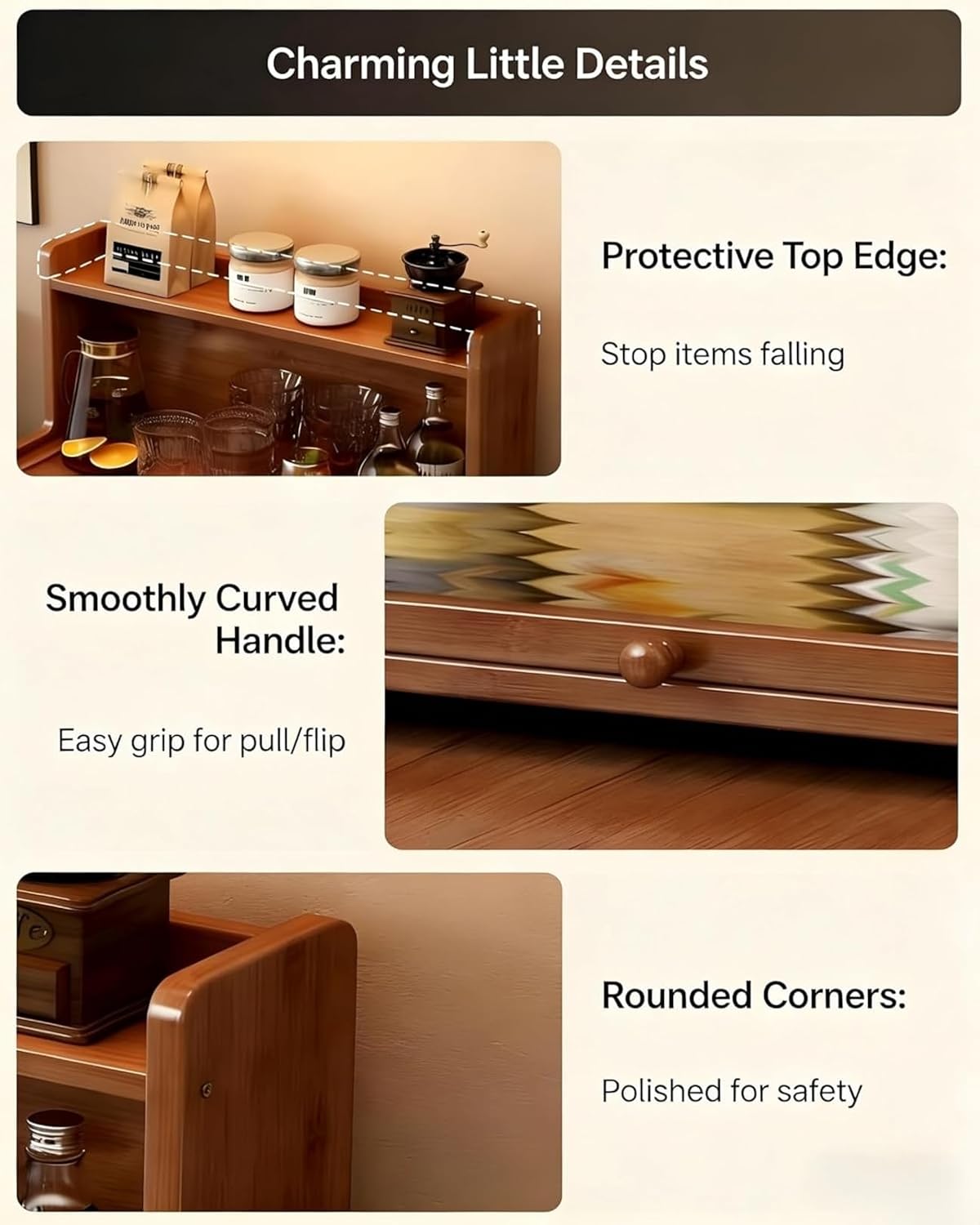 Bamboo 2-Tier Countertop Organizer with Flip-Top Door, 11.8" Slim&19.7" Standard Storage Cabinet, Perfect for Kitchen, Coffee Bar, Office Desk & Bathroom Vanity Organization