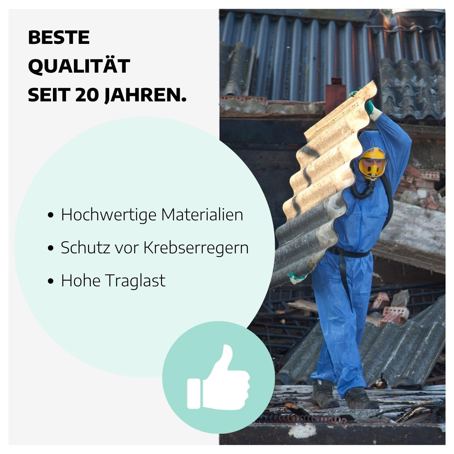 12 Stk. Plattenbag beschichtet 260 x 125 x 30 cm I Big Bag für Asbestplatten nach TRGS 519 I Asbest Sack mit Aufdruck I Asbest Big Bag SWL 1500 kg I für Berliner Welle geeignet