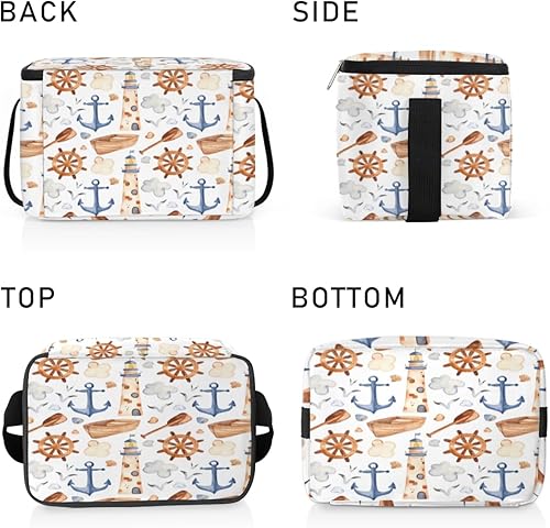 Miniatura 4 de QsirBC Seagulls Anchors - Lonchera aislada para mujer, reutilizable, bolsa cuadrada de comida para adultos y hombres, lonchera para trabajo, viajes,