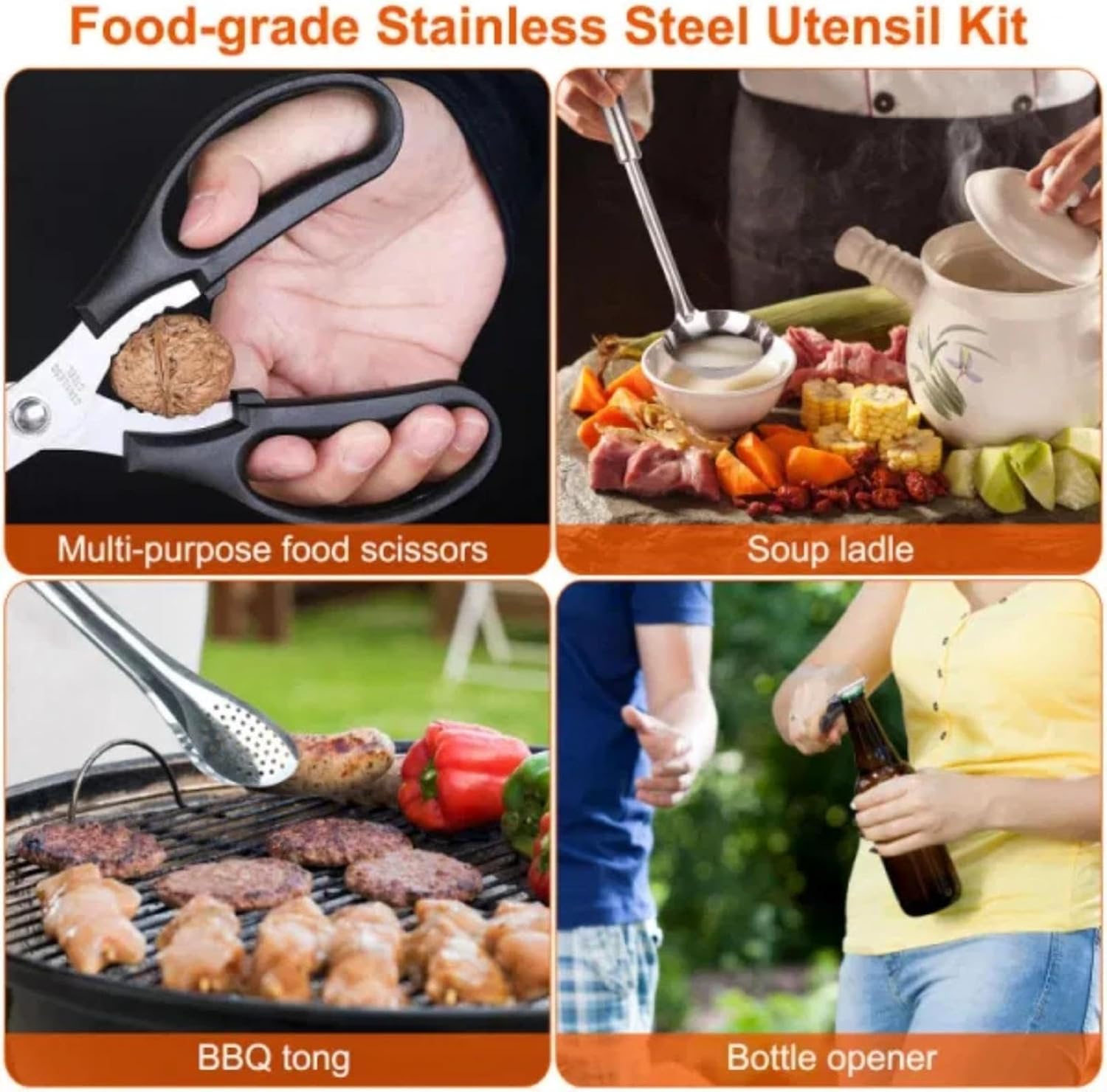 19Pcs Camping Cooking Utensil Kit Portable Picnic Cookware Outdoor Kitchen Equipment Gear Campfire Barbecue Appliances with Storage Bag(No shipments on Weekends, Banned from Amazon)