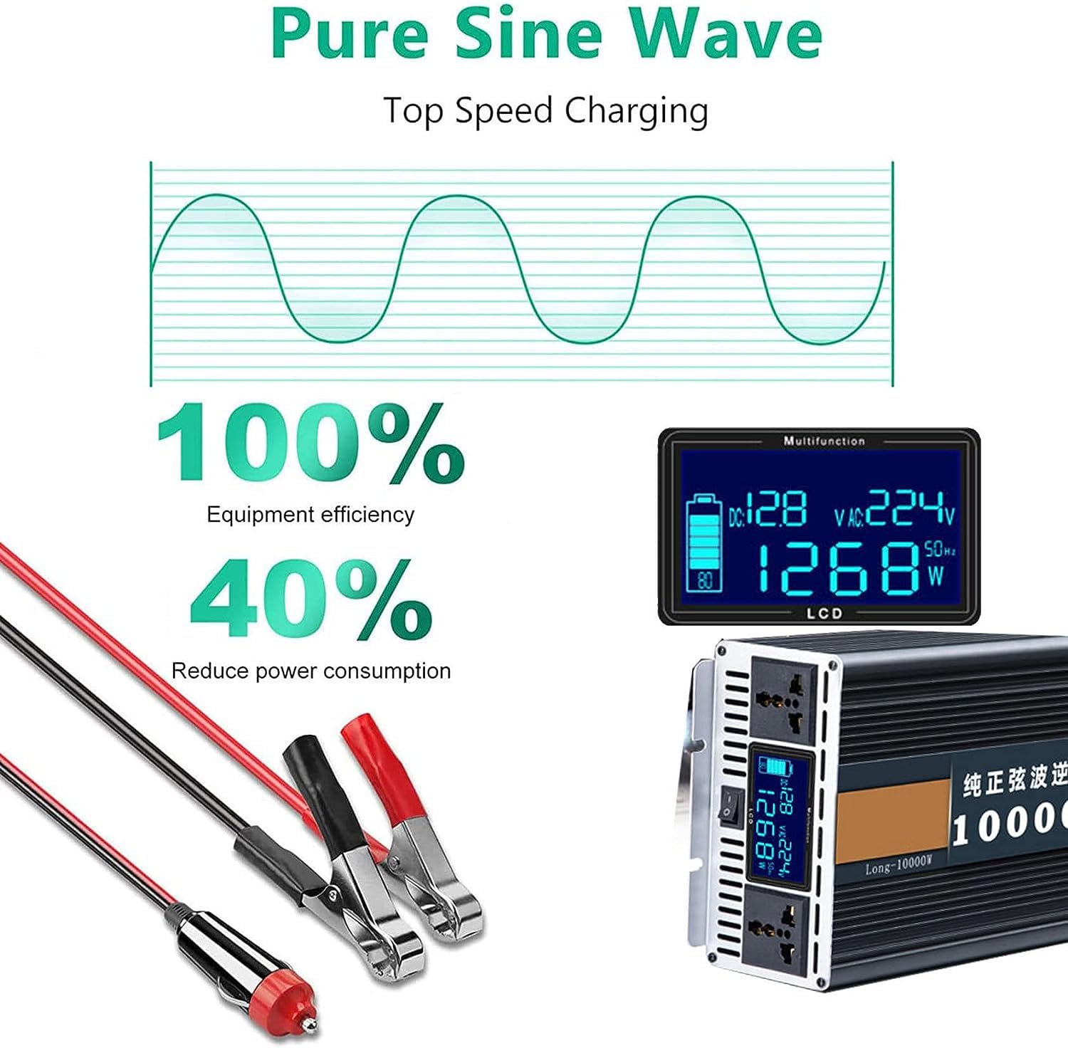2,5 kW, 4 kW, 5 kW, 6 kW, 8 kW, 10 kW, 12 kW, falownik sinusoidalny, 12 V, 24 V, 48 V, 60 V, do 220 V, 240 V, adapter konwertera zasilania, domowy falownik solarny do samochodów ciężarowych, na