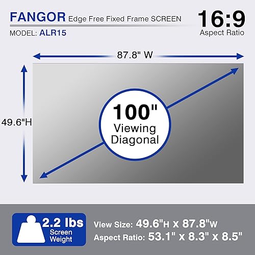 Miniatura 6 de FANGOR Pantalla de proyector ALR de rechazo de luz ambiental, pantalla de proyector para exteriores 4K 8K HD de 100 pulgadas para proyector de corto