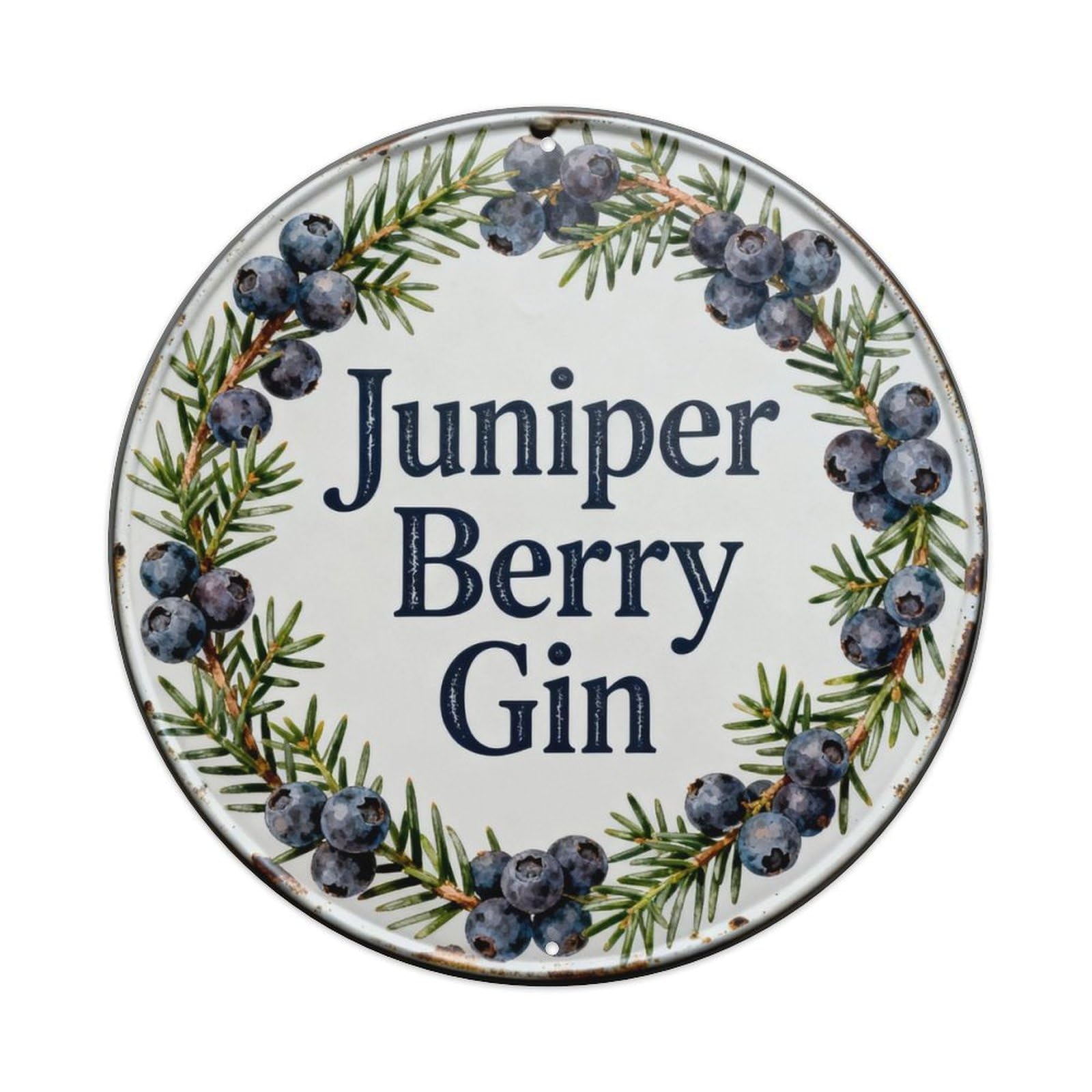Juniper Berry Gin Metal Tin Sign Plaque
