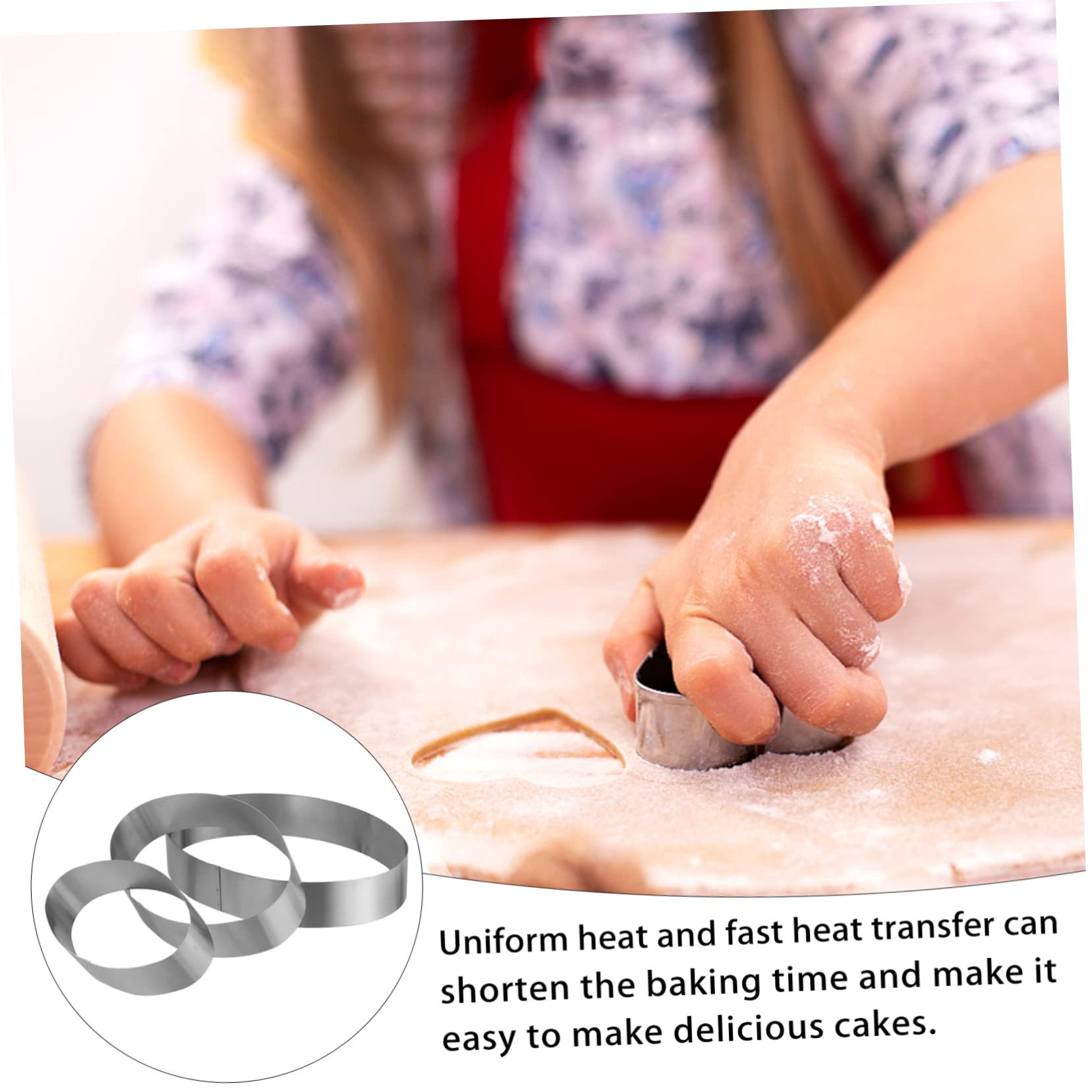 Cabilock Oval Shaped Cake Mould 3pcs Steel Cake Molds Round Mould for Cake Baking Supplies Non-scratch Crimping Design