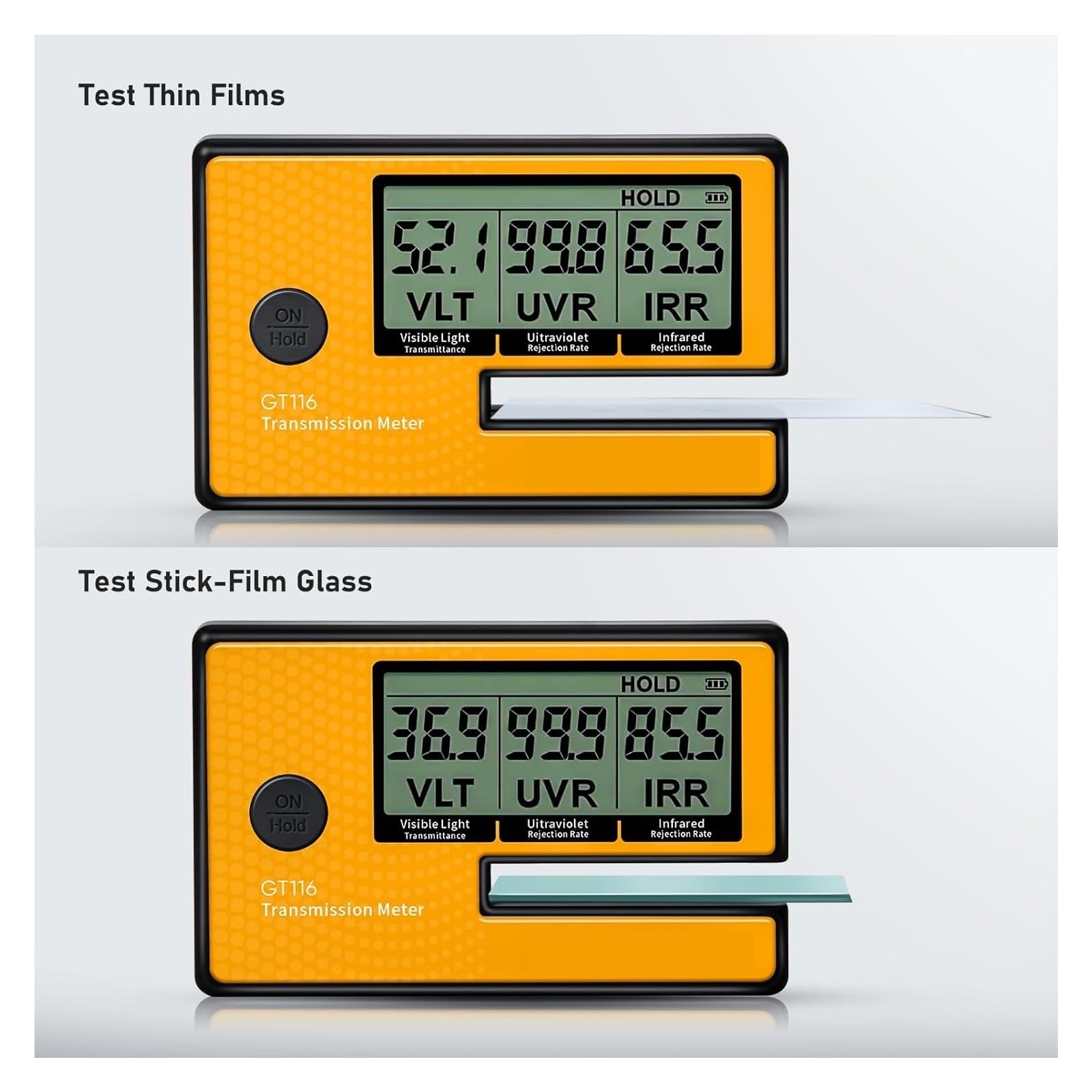 Medidor de transmisión de coche de película Solar 3 en 1, tinte Digital, calibración automática, detección UV IR VL Retención de datos