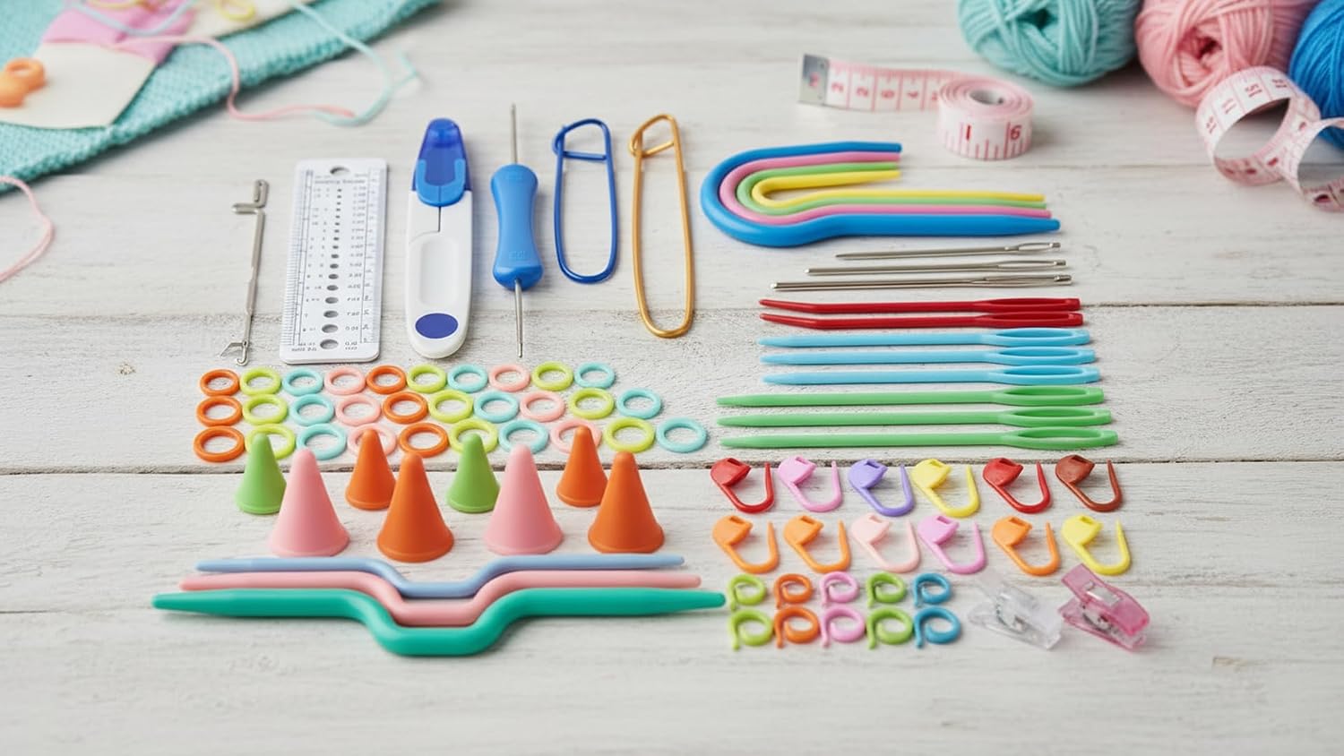 NAUNIQTEE 87-Piece Plastic Yarn Needle Set, Curved and Straight Darning Needles with Storage Case, Multicolor Sewing Tools for Knitting, Crochet, Tapestry, Weaving Projects