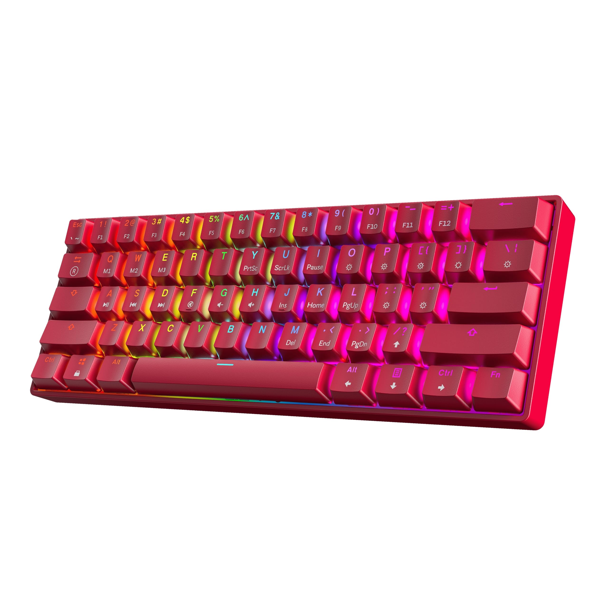 HK GAMING GK61 60% v3 | Hotswap Mechanical Gaming Keyboard | 61 Keys Multi Color RGB LED Backlit for PC/Mac Gamer | US Layout (Red, Cherry Mx Red)