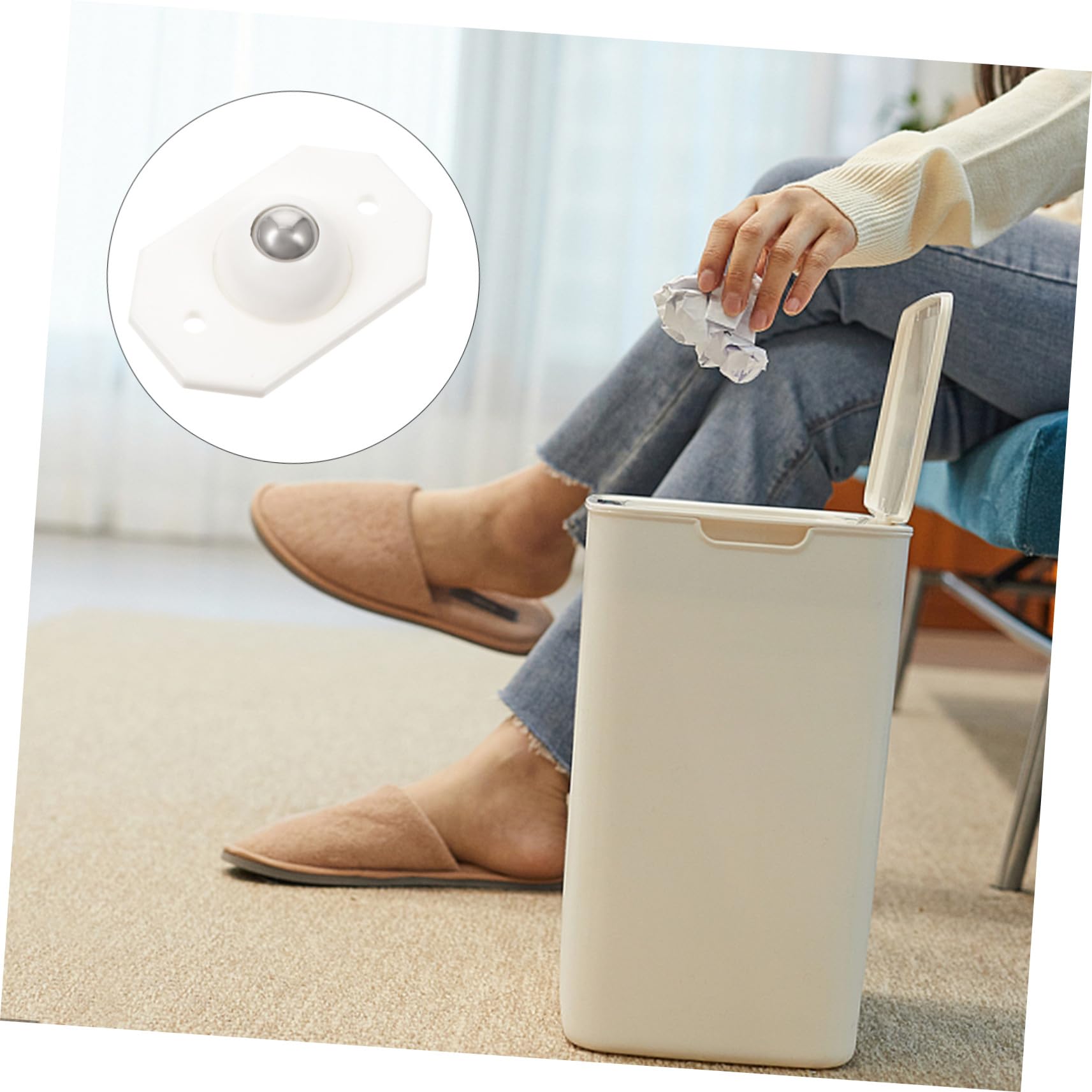 Rotelle Adesive per Mobili 24 Pezzi Plastica Bianco | Scatole e Imballaggi, Sfera Orientabile Silenziosa, Uso in Camera da Letto per Trasloco