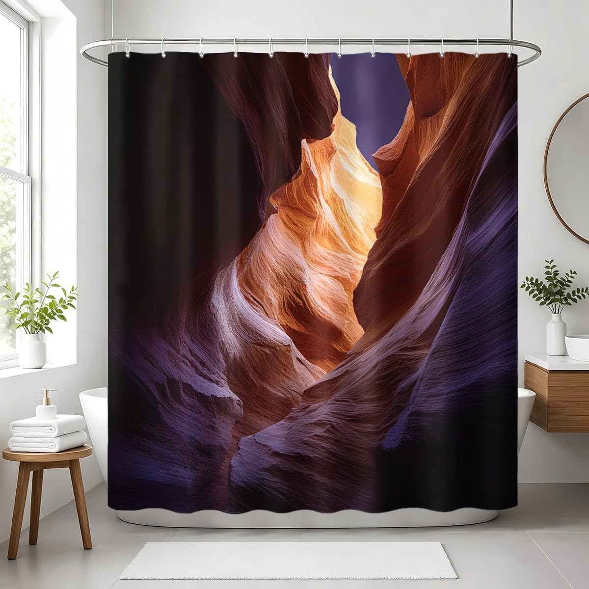 Tenda Doccia 240x200cm Paesaggio Poliestere, per Bagno, Casa e Hotel