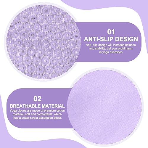 Miniatura 3 de Eurzom 2 pares de guantes de yoga antideslizantes para mujer, guantes de pilates sin dedos con agarres para yoga, fitness, entrenamiento, deportes,