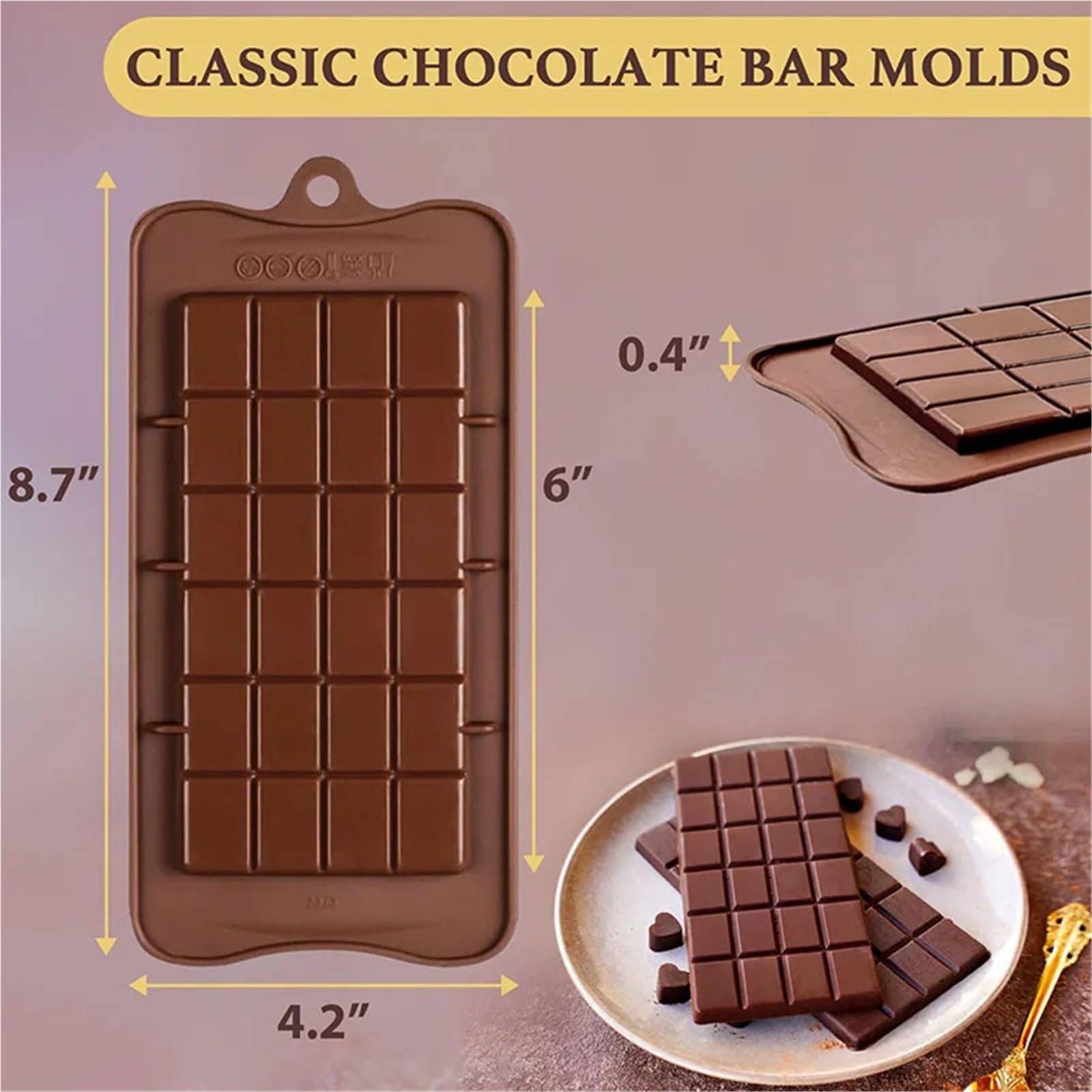 4 stampi for barrette di cioccolato, in silicone for fondente, for caffè, facili da staccare, antiaderenti, for proteine, energia, regali fatti a mano Per La Produzione Del Cioccolato