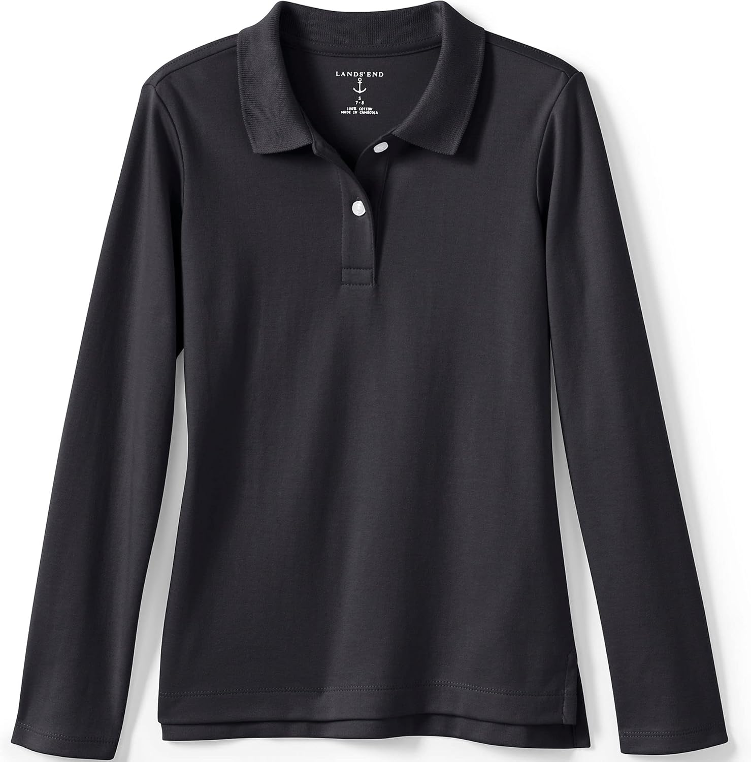 Lands' End School Uniform Girls Long Sleeve Feminine Fit Interlock Polo Shirt