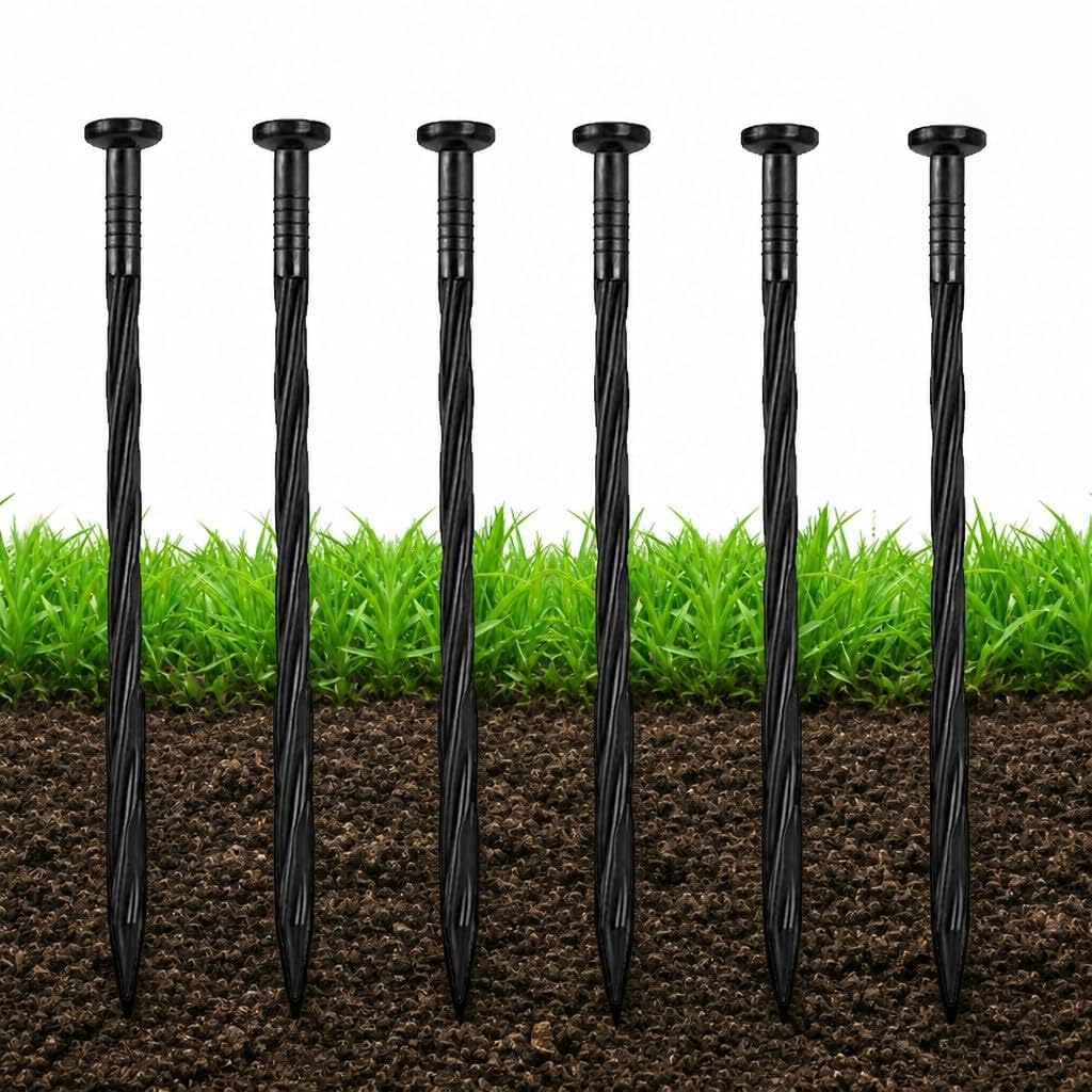 8-Inch Heavy Duty Spiral Landscape Edging Spikes, Rust-Free Nylon Anchoring Stakes for Paver Edging, Weed Barrier Fabric, Artificial Turf, Garden Borders & Outdoor Landscaping Projects (100)