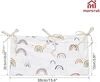 Vista 2 de Bolsa organizadora de almacenamiento colgante para cuna, bolsillo para cunas de bebé, material de algodón, bolsas multifuncionales para organizar