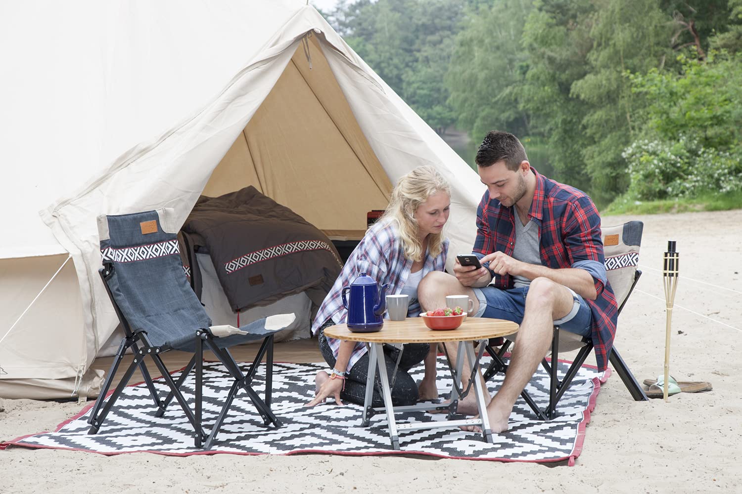 Bo-Camp - Urban Outdoor - Alfombra - Lewisham - Mediana - Negro/Blanco