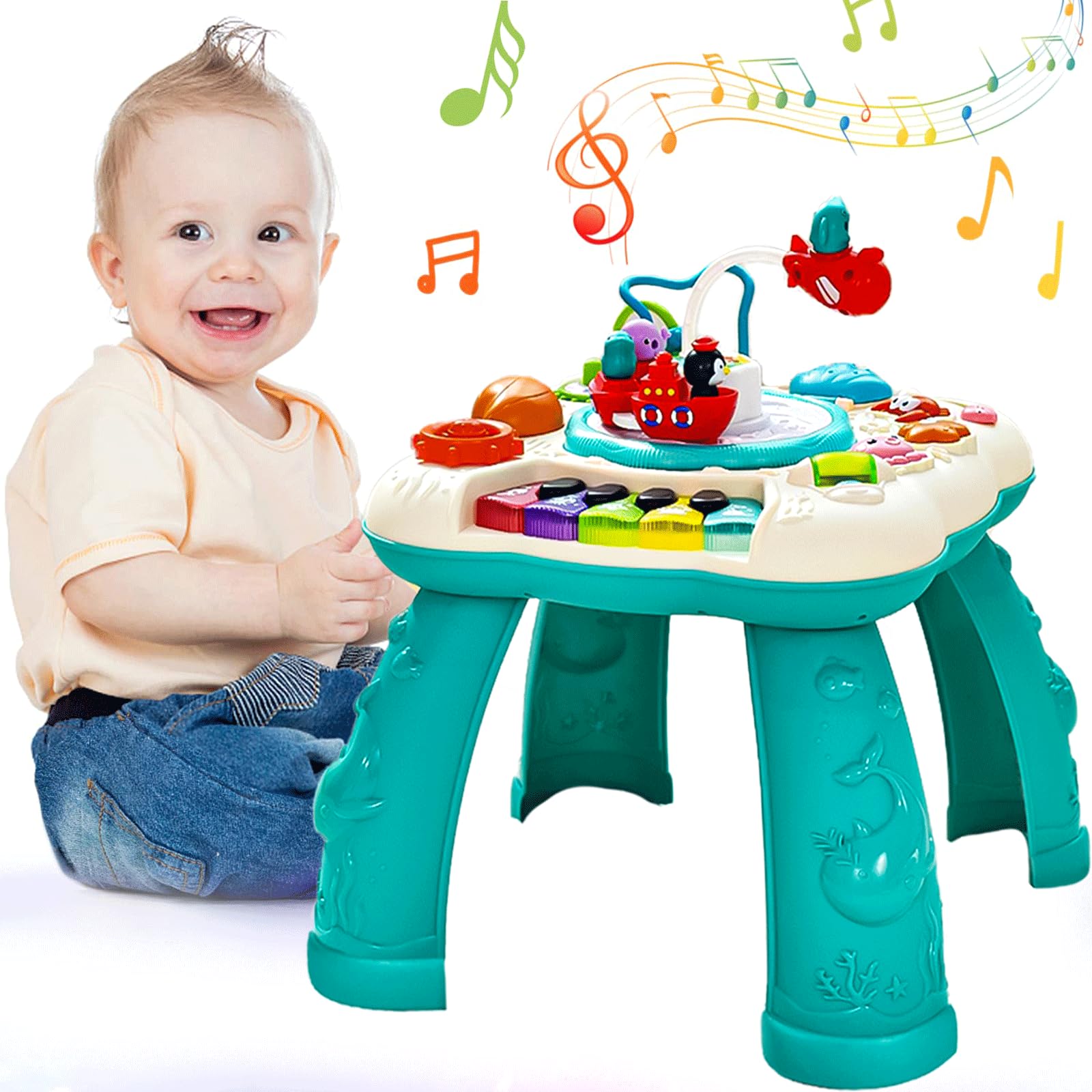 Mesa Actividades Bebe, Juguetes Niños 1 Año, Mesa de Actividades Infantil, Instrumentos Musicales Infantiles, Juguetes Musicales con Luces y Sonidos, Juegos Educativos Regalo para Bebes 1 2 3 4 Años