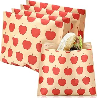 100 Pcs Sandwich Bags Sealable Paper Lunch Bags Paper Sandwich Bags Paper Storage Bags Kids Paper Snack Bags Burger Wrappe...