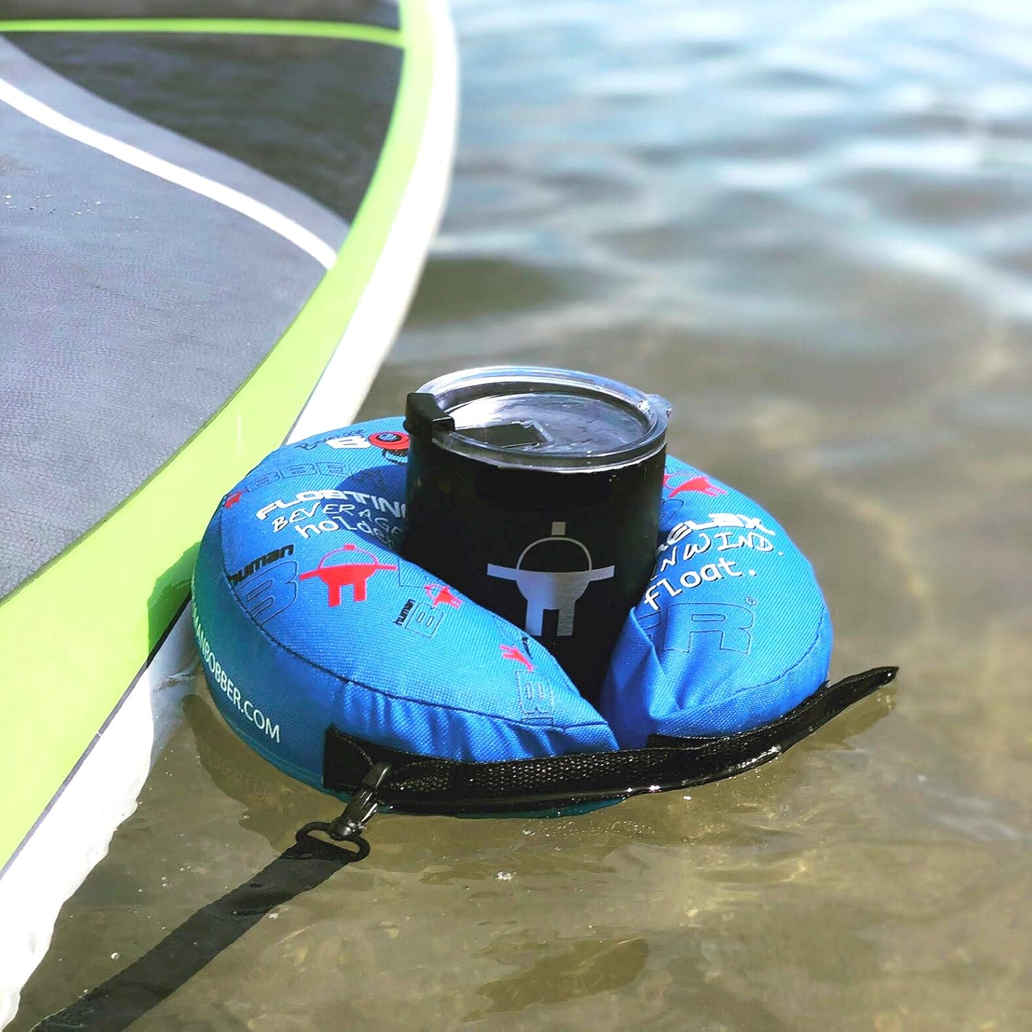Human Bobber Inflatable Floating Drink Holder for Pool - Drink Float bar floaties for Adults to Hold Beer Can, Cup or Wine Bottle in Hot Tub, Swimming Pool, Lake or Boat - Blue Large