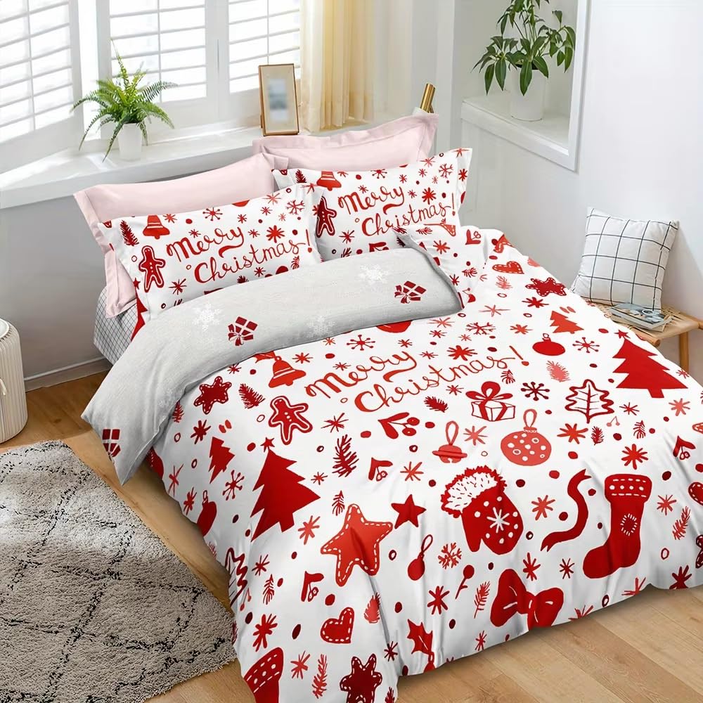 Housse de couette 200x200 Noël rouge pour illuminer les nuits d'hiver en famille