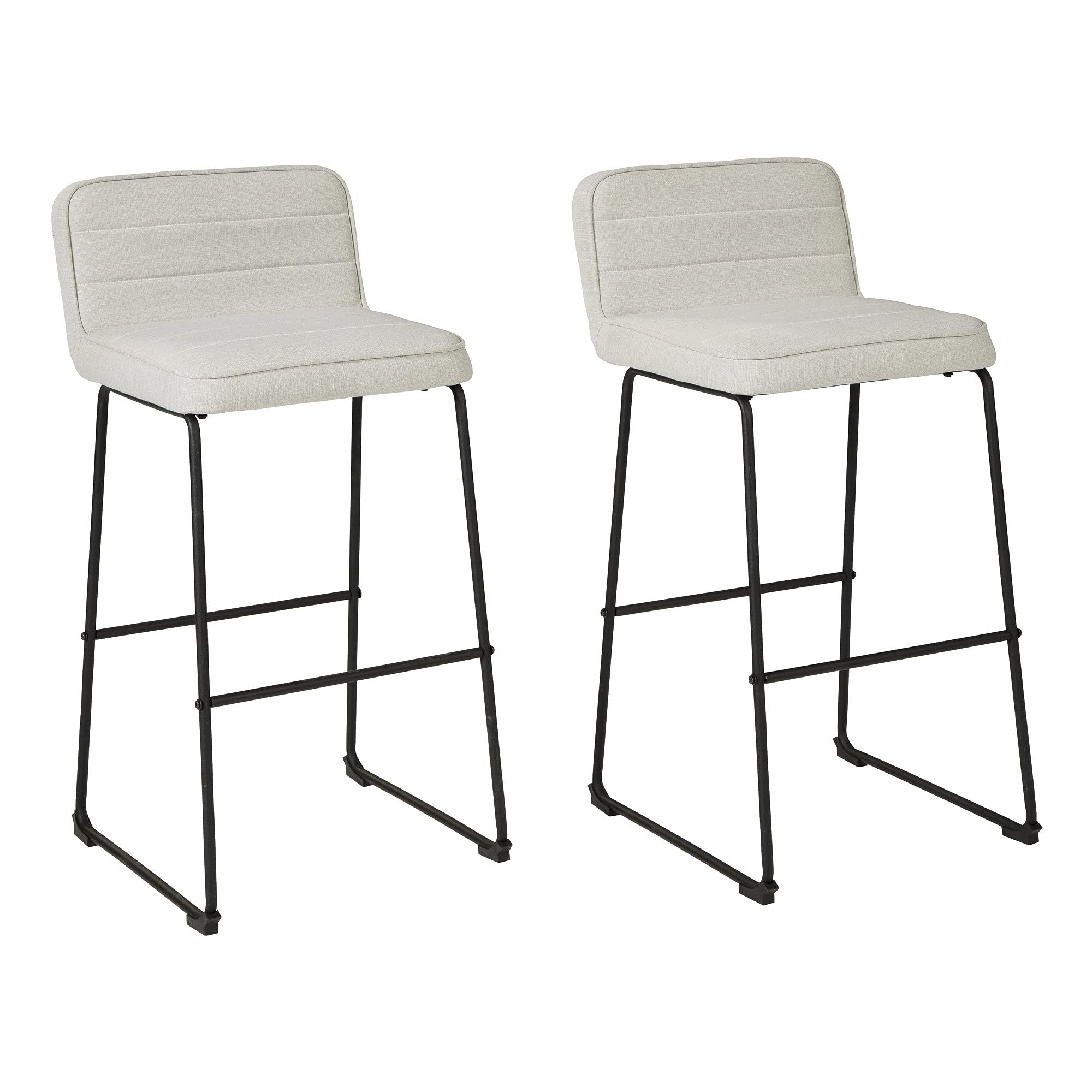 Signature Design by Ashley Nerison Contemporary 31.88" Pub Height Upholstered Barstool, 2 Count, Off-White