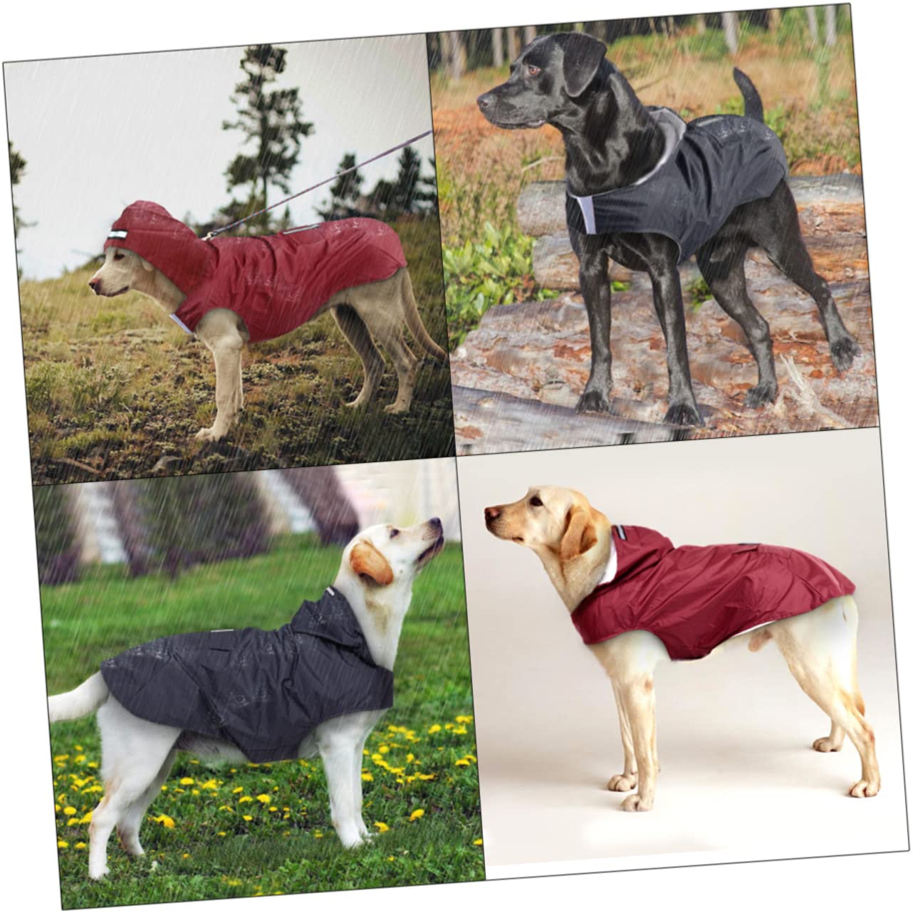 ABOOFAN 3pièces Manteau De Pluie Réfléchissant pour Chiens Et Petits Imperméable Poncho avec Capuche Ajustable Rouge
