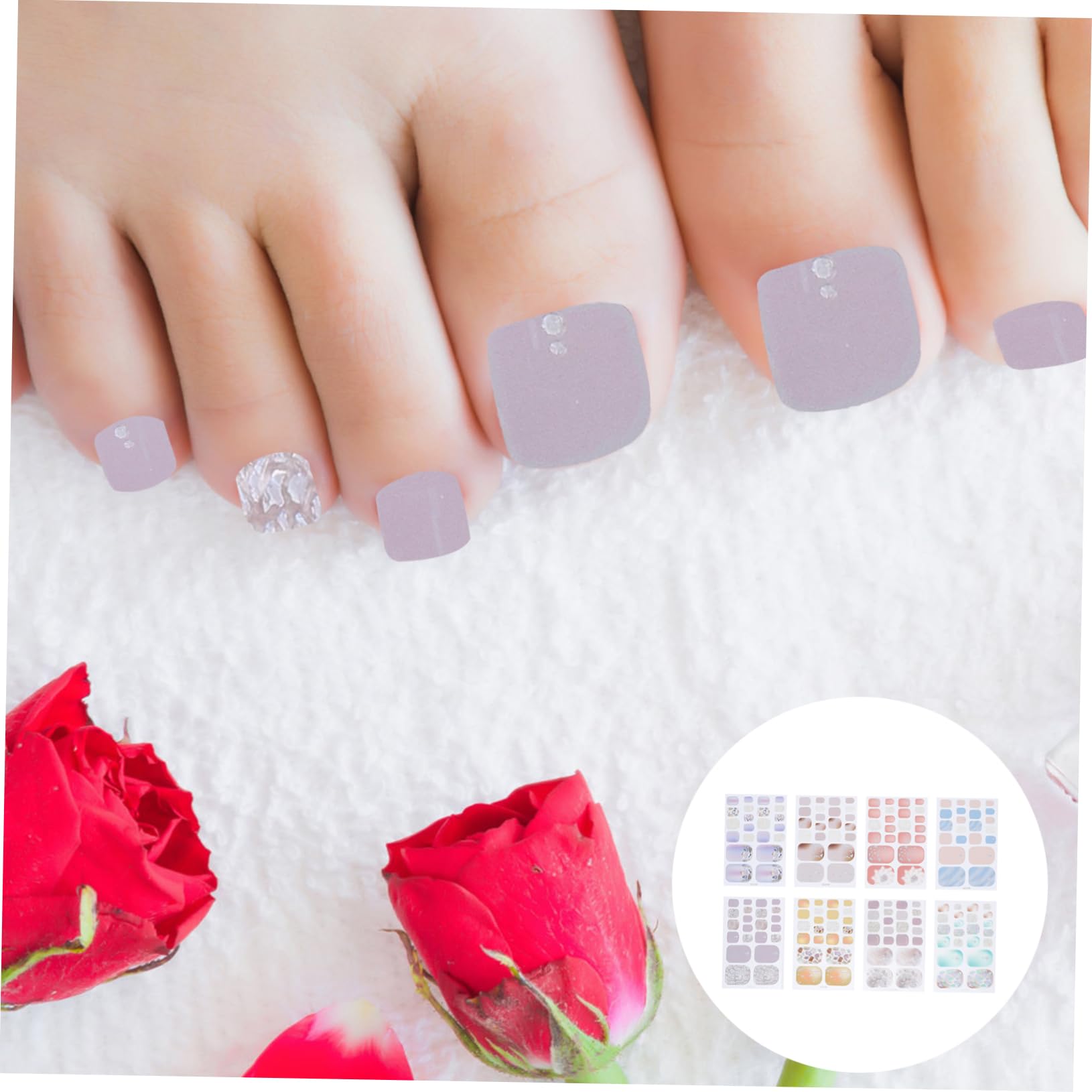 Beavorty 5 Set Di Adesivi Autoadesivi Per Unghie Unghie Dei Piedi Decalcomanie Per Manicure Da Donna 8 Fogli X 5