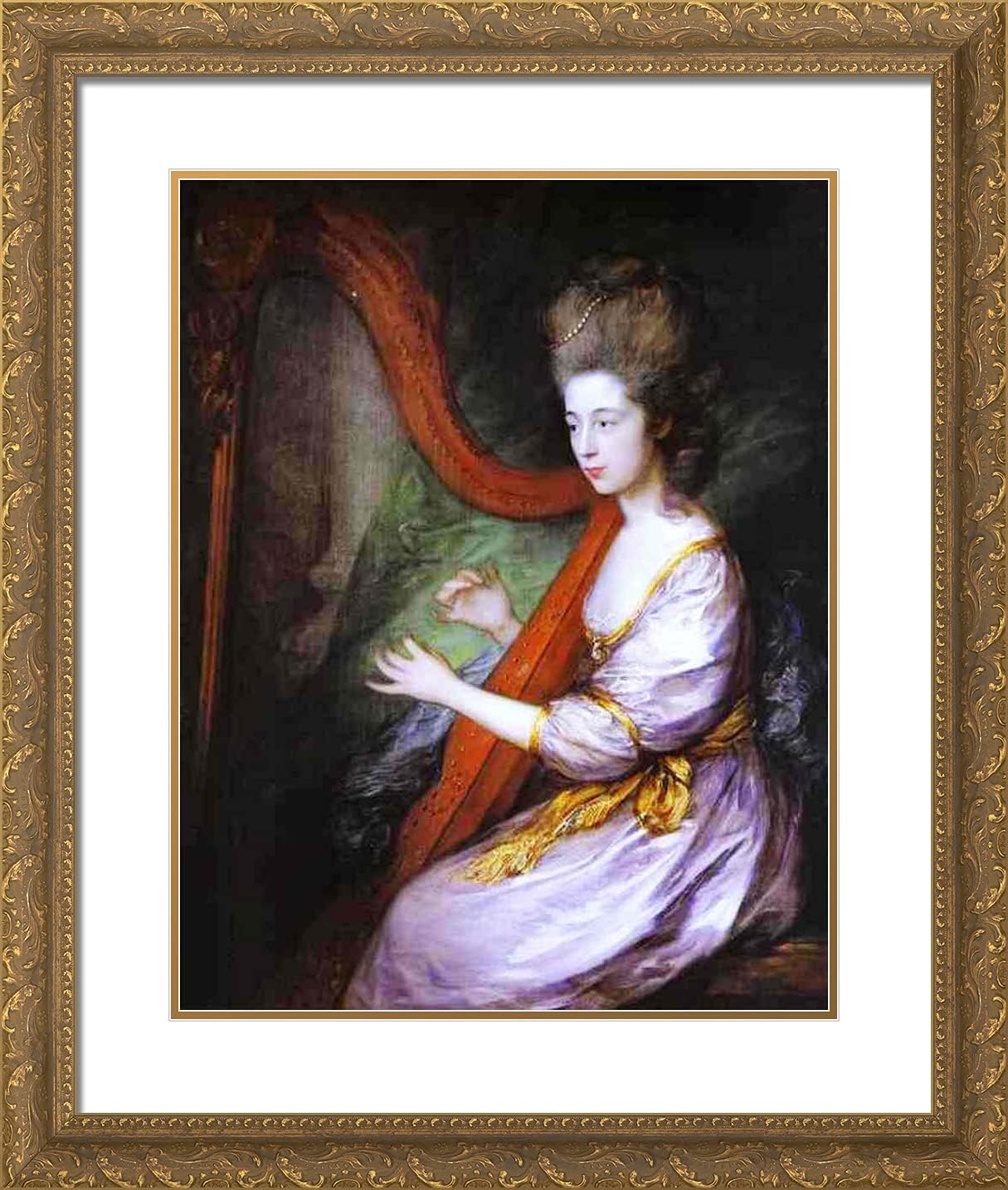 ArtDirect Gainsborough, Thomas 20x23 Gold Ornate Framed Art Print with Double Matting Titled: Portrait of Louisa