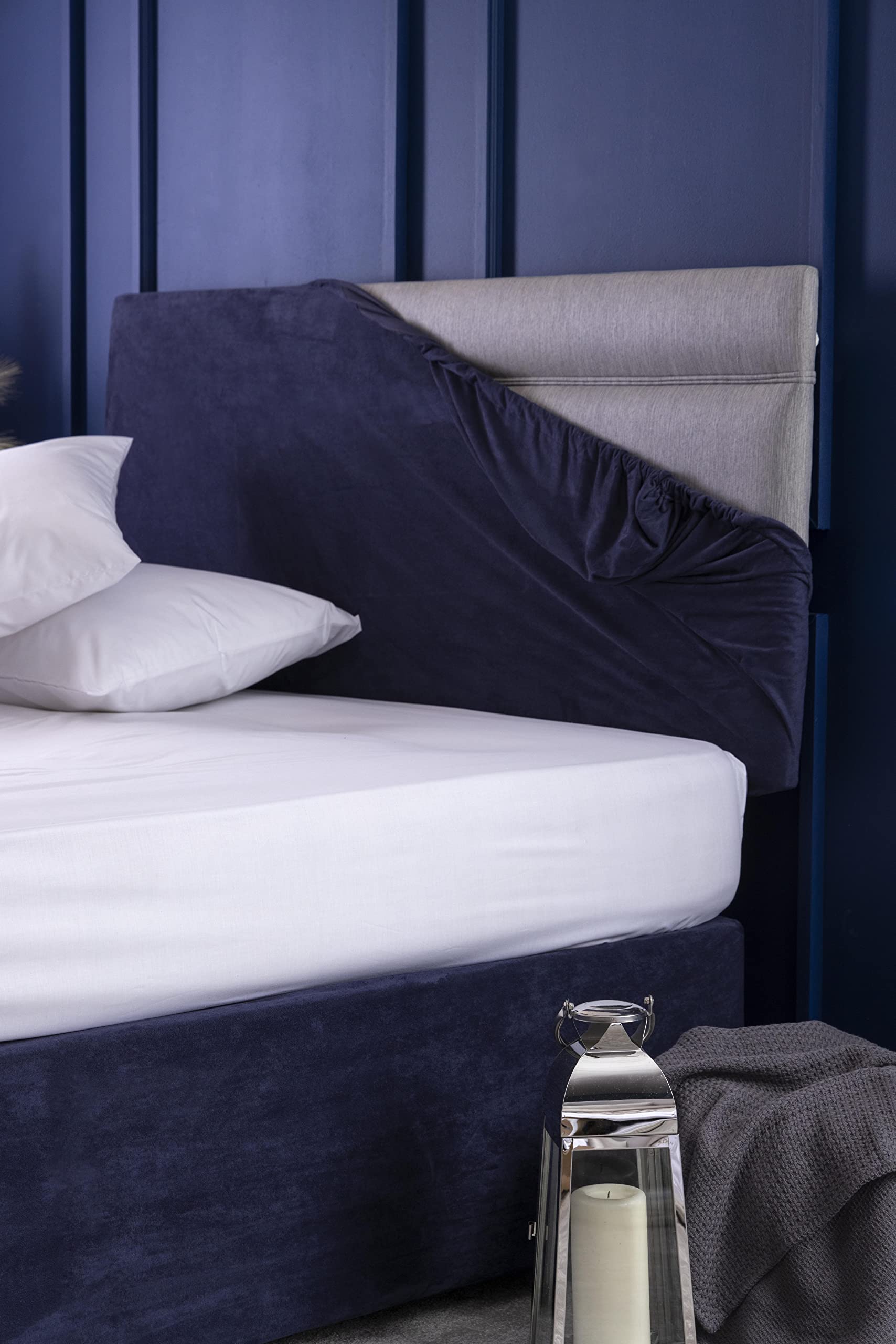 Belledorm Bed Headboard Cover, King Bed Headboard, Navy Faux Suede โ image 1