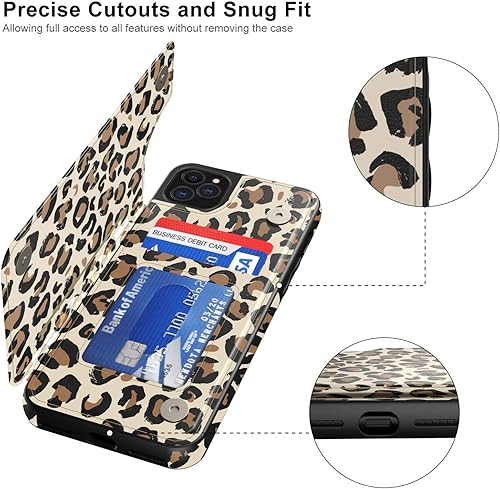 Miniatura 3 de LETO Funda para iPhone 11 Pro, Funda de Cuero Tipo Cartera con Tapa Plegable con Diseños de Flores de Moda para Niñas y Mujeres, Soporte, Ranuras