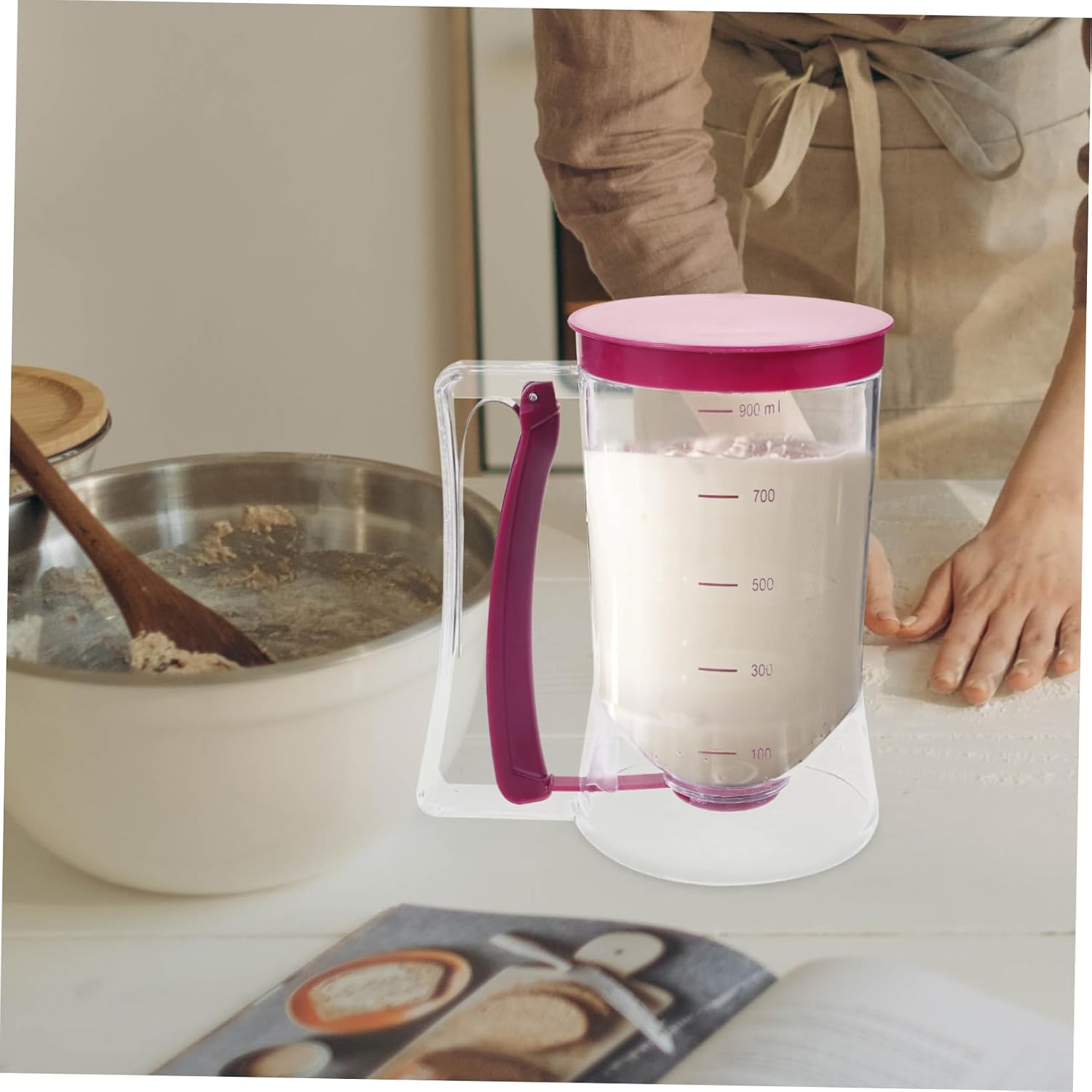SHOWERORO Pancake Dispenser with Measuring Label Versatile Baking Tool for Cupcakes Waffles Muffins and Crepes Designed for Easy Use and Clean Up Leak and Safe