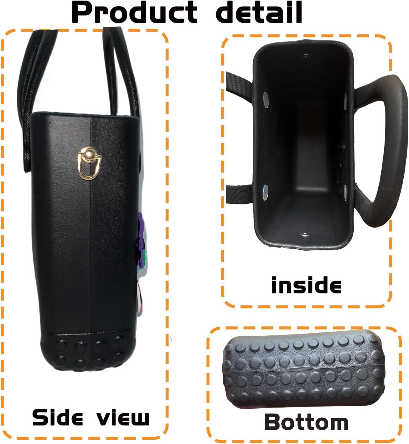 Small Rubber Beach Bag Waterproof Mini Eva Tote Pool Bag With Holes and Crossbody Strap For Women - Image 6