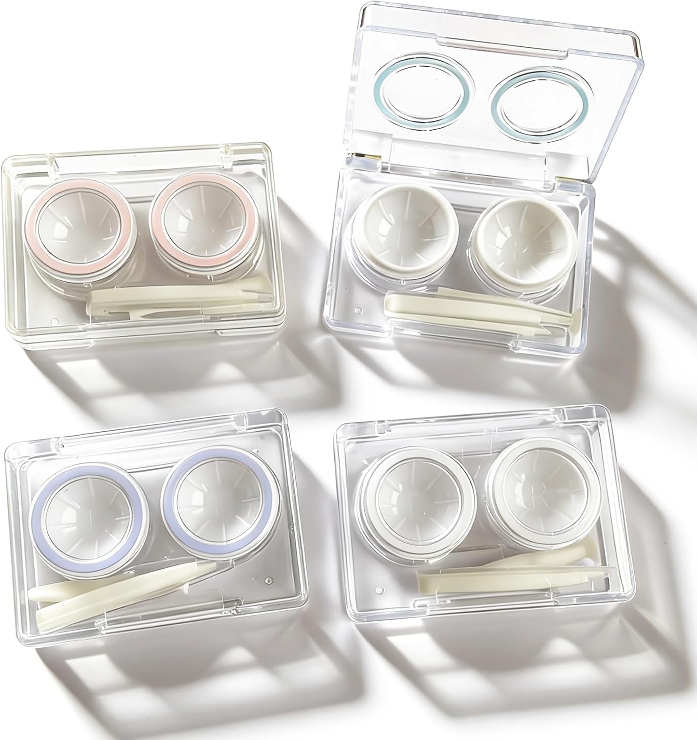 Contact Lens Case, Travel Size Cute Colored Contact Lenses Applicator Remover Tool Kit for Daily Outdoor (4 Pack)