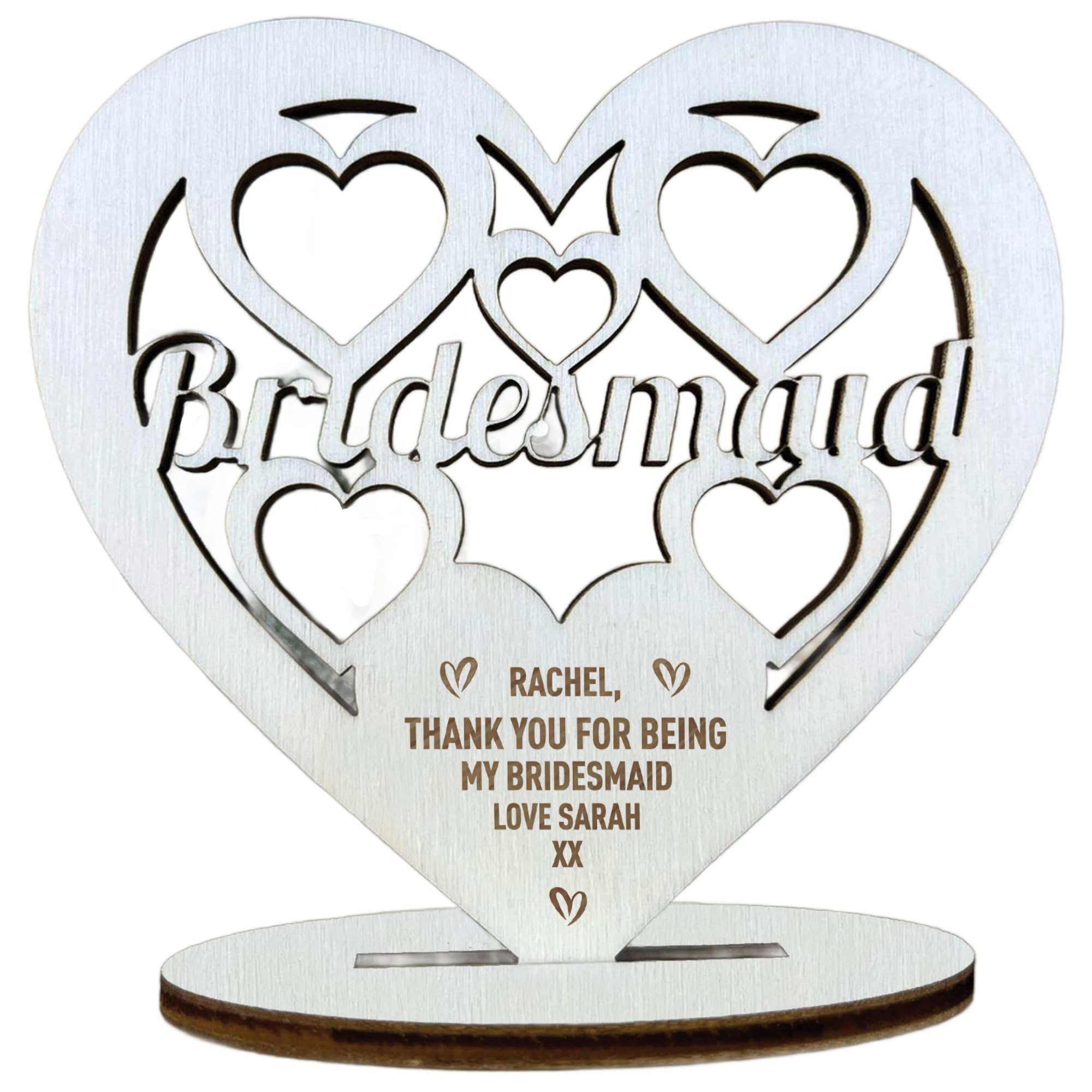 Red Ocean Gift For Maid Of Honour Thank You Wood Standing Heart Personalised Maid Of Honour Gifts Wedding Gift Keepsake