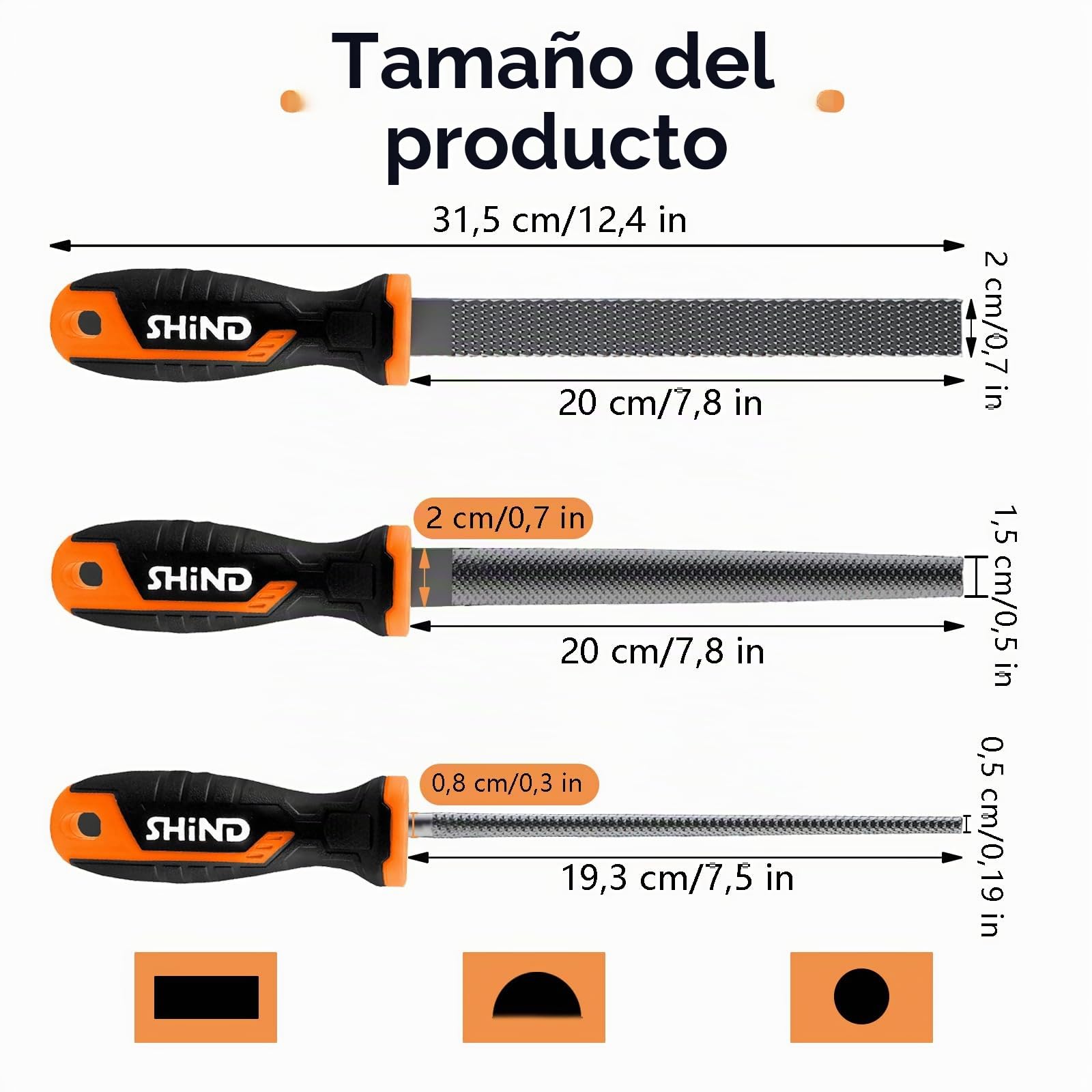 Escofina de Madera, Juego de Escofinas para Metal de 200 mm, Juego de Limas de Madera de 3 Piezas que Incluye Escofina Plana, Escofina Semicircular y Escofina Redonda, Escofina de Metal