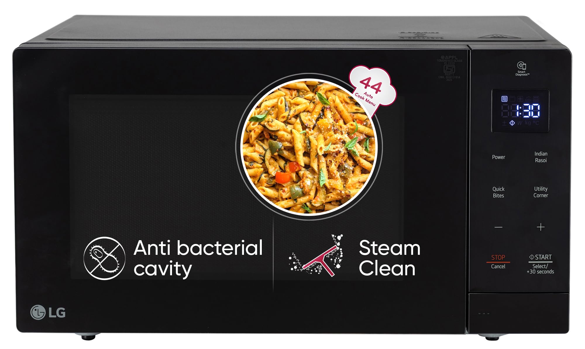 LG 30 L Solo Microwave Oven (MS3032BK, Black, 44 Auto Cook Menu, Steam Clean, Anti-bacterial cavity)-image-15