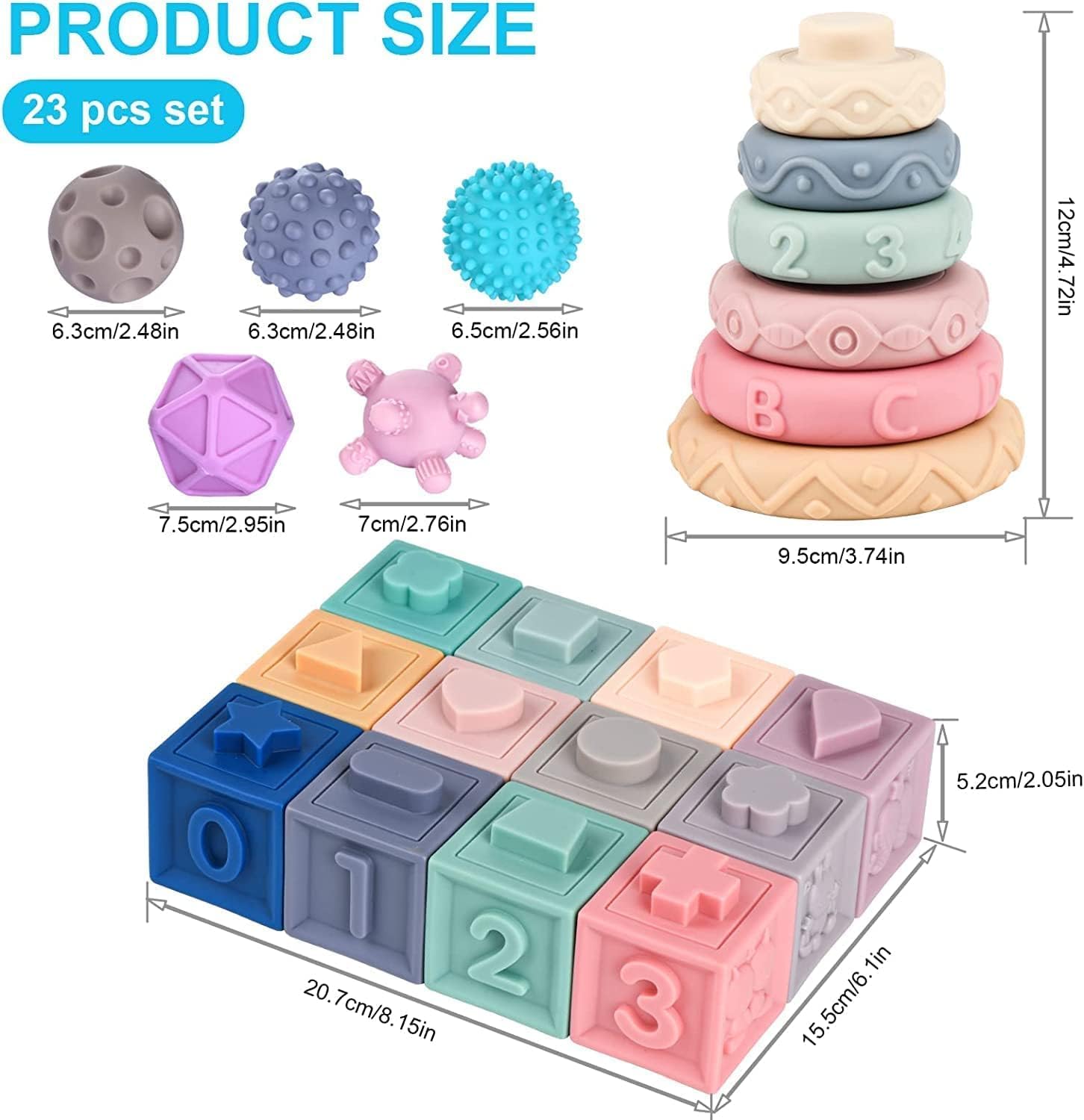Jeux Montessori Bébé 6-12 Mois, Cube Sensoriels Souples a Empiler, Cube d'activité Bébé, Jeux Educatif Jouets d'éveil pour Bebe Enfant 6 9 12 Mois 1 2 Ans Ans Garçon Fille