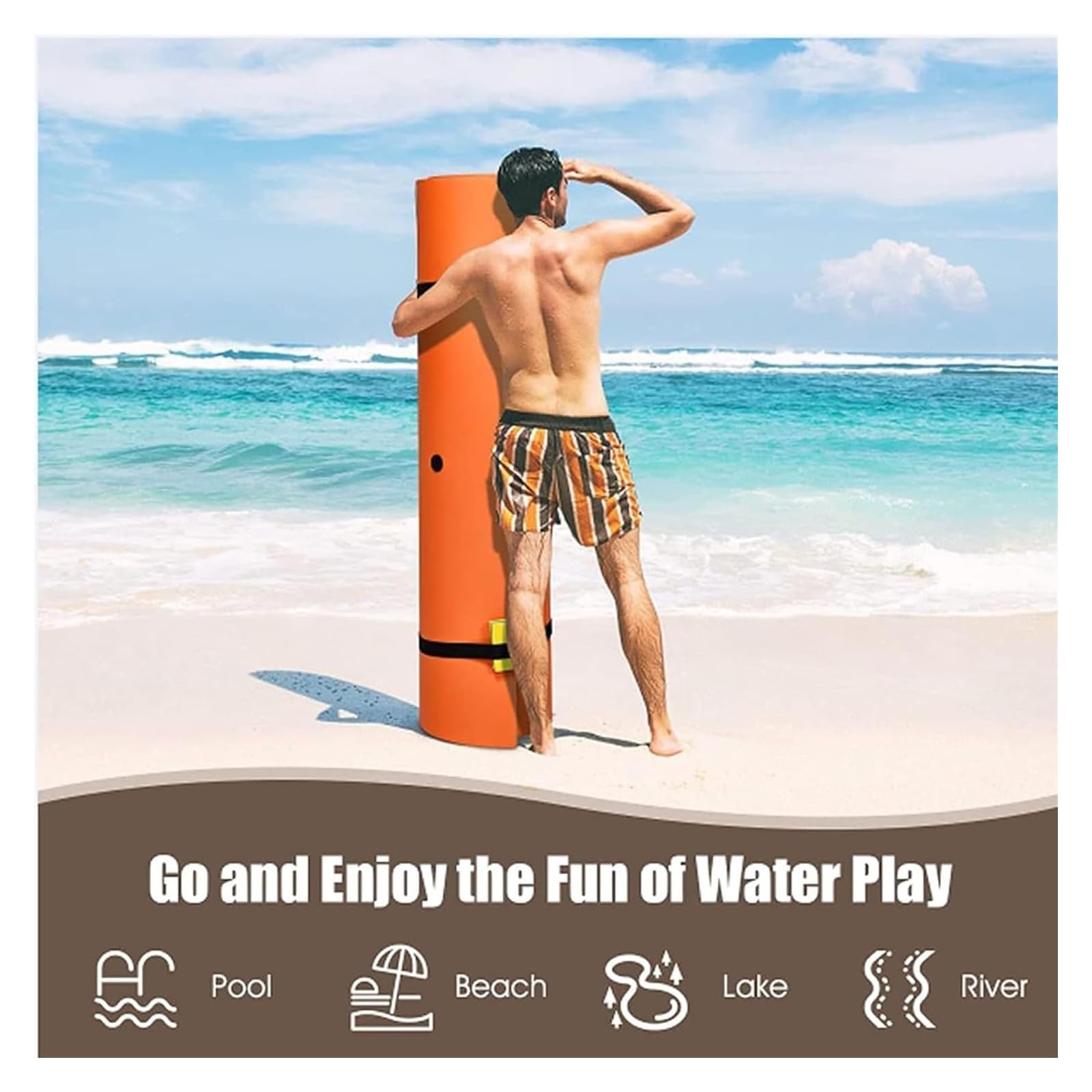 Alfombrilla de agua flotante para piscina de lago, almohadilla de espuma extragrande para actividades acuáticas al aire libre, 550 x 183 cm