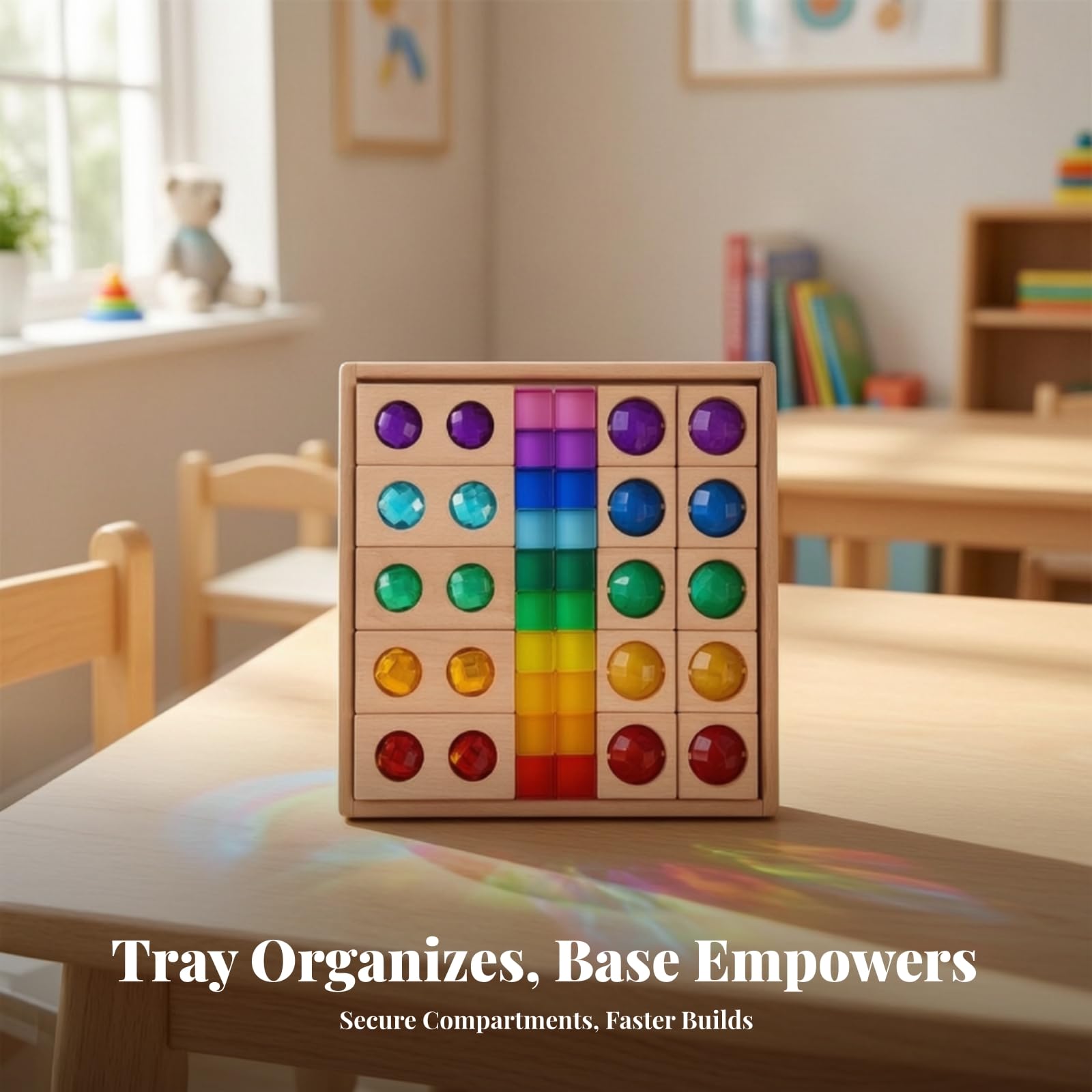 Milageto Gioco a Incastro in Legno | Apprendimento Pratico e Sensoriale, Traslucido, Gioco di Incastro con Forme in Legno, per Asilo, Stile D