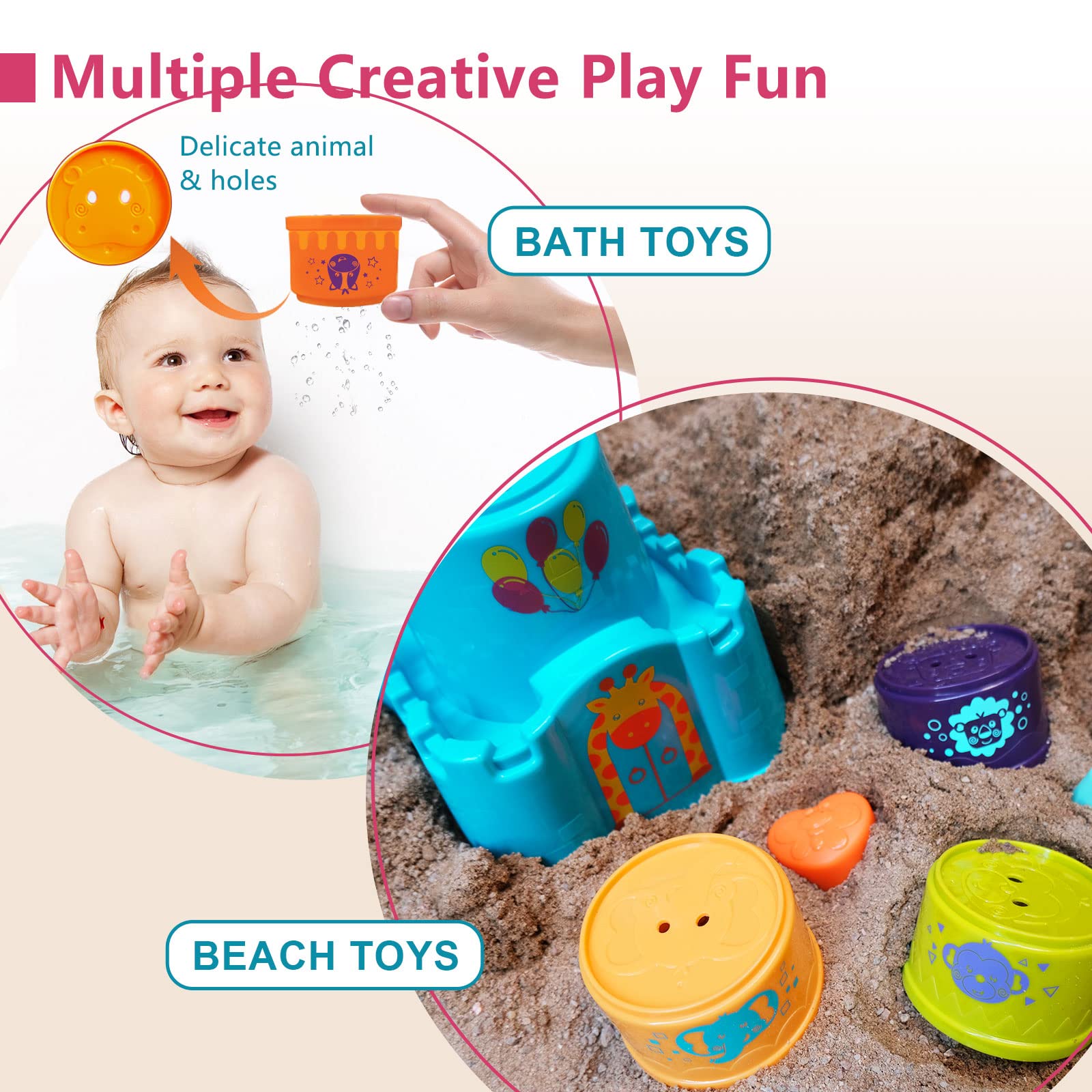 LTKFFFdp - Juguete apilable para bebés de 1 a 3 años, clasificador de forma de copa para bebés de 6-12-18 meses, bloque de aprendizaje apilable, regalo de cumpleaños para niñas y niños de 9