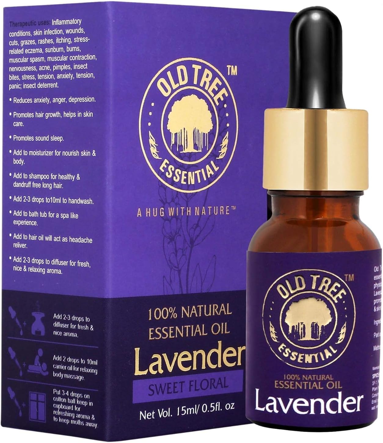Lavender Essential Oil (15ml) – Pure, Natural Oil for Skin, Hair Growth, Sleep, and Aromatherapy. Perfect for diffusers, soap Making, and Relaxation. Comes with a Dropper for Easy use.
