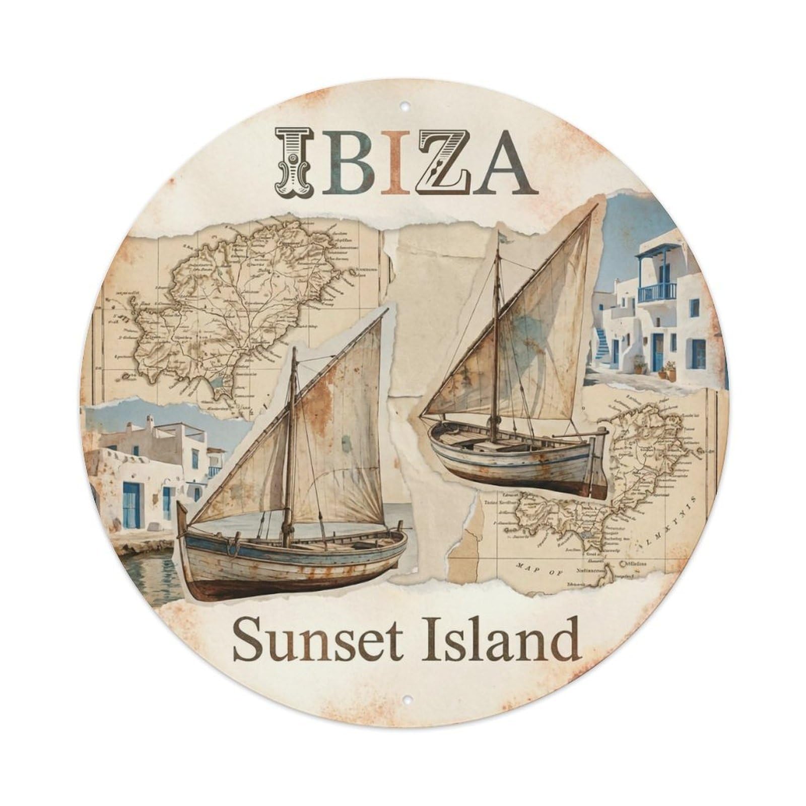 Vintage Travel Ibiza Spain Heritage Metal Tin Sign